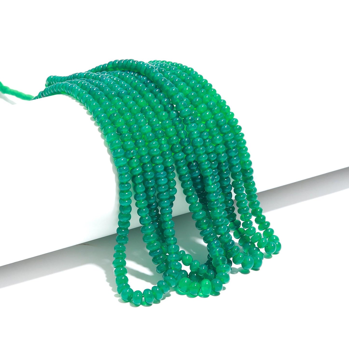 Green Onyx Smooth Rondelle Beads Natural Green Onyx Rondelle Beads 4.5-6.5 MM Green Onyx Gemstone Plain Rondelle Beads for Jewelry Making