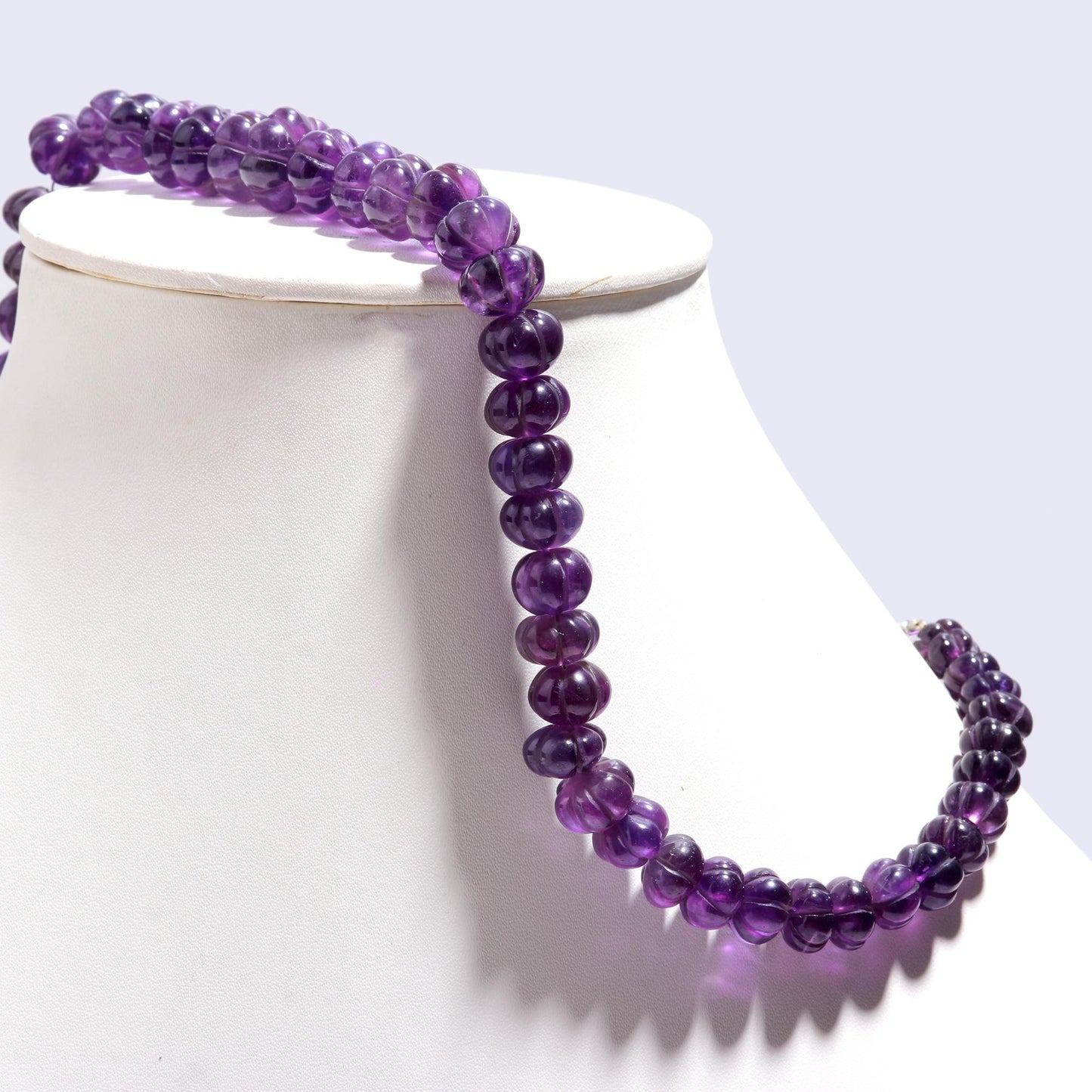 3 Strand Amethyst Pumpkin Hand Curved Beads AAA+ Natural Amethyst Watermelon Hand Carved Beads Necklace for Jewelry with adjustable clasp