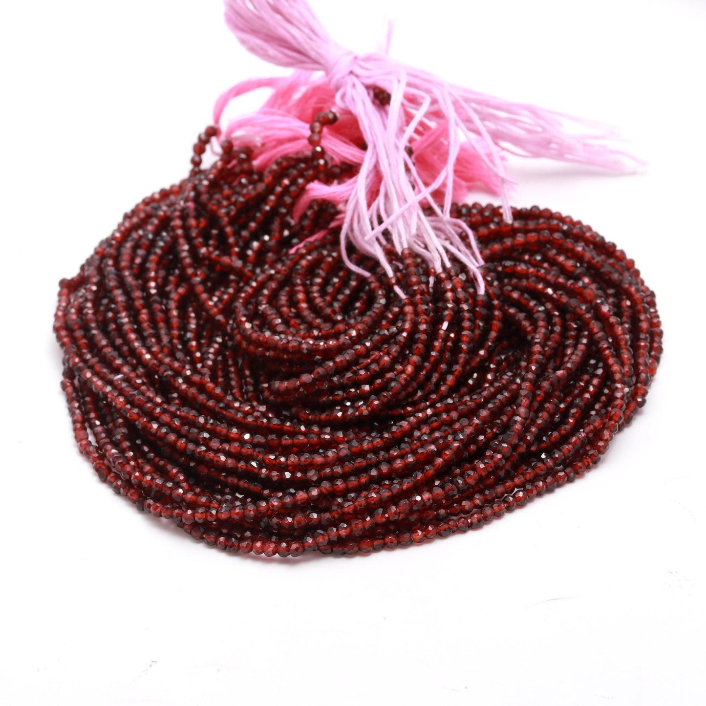 5 Strand Natural Mozambique Garnet Faceted Rondelle Beads, Natural Garnet Rondelle Faceted Beads for Designer Jewelry Making Craft
