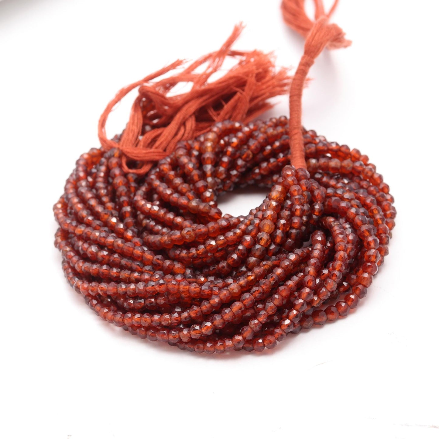 AAA Natural Hessonite Faceted Rondelle Beads, 4 MM Hessonite Rondelle Faceted Beads, Hessonite Garnet Rondelle Bead for Jewelry Making Craft