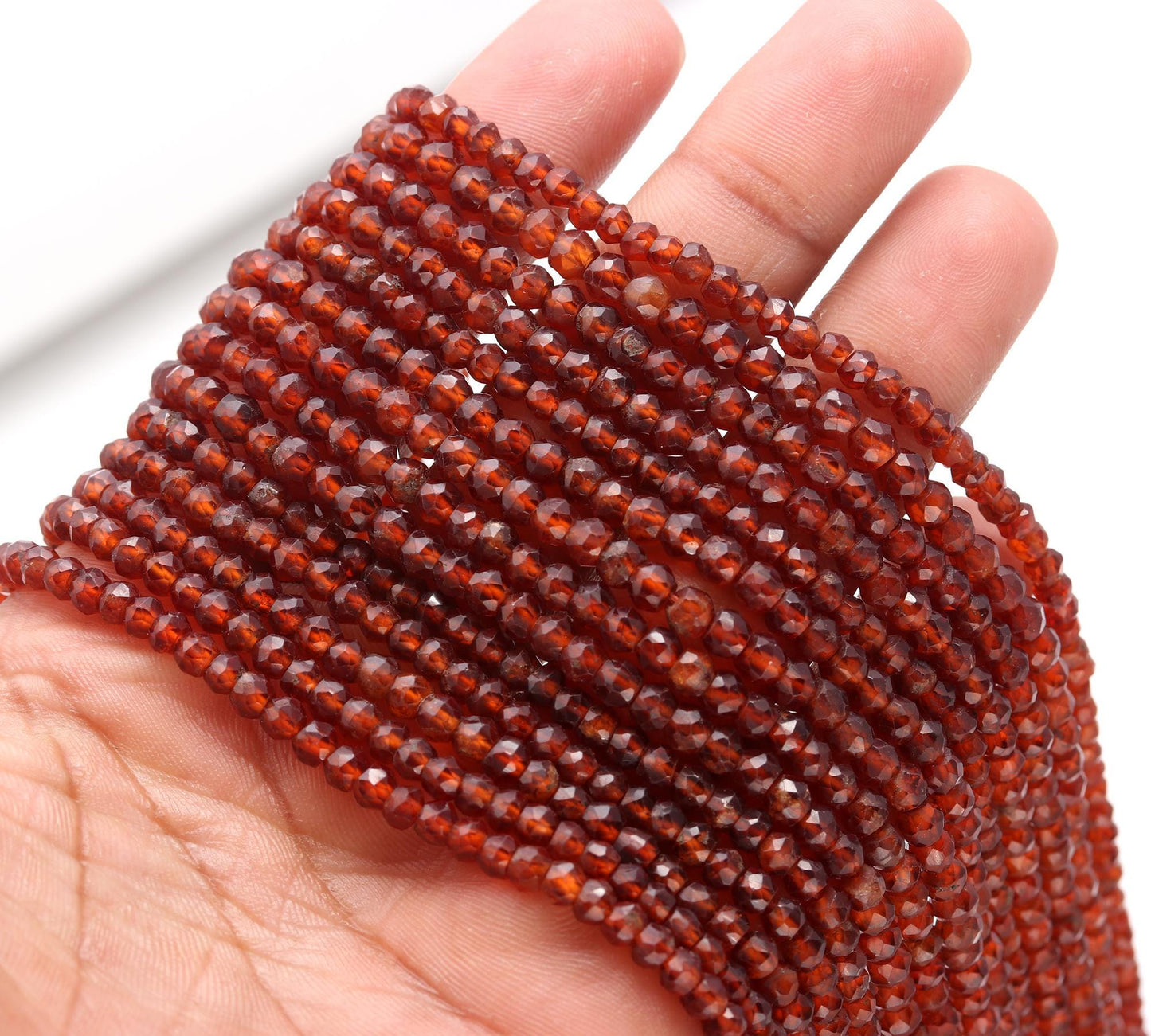 AAA Natural Hessonite Faceted Rondelle Beads, 4 MM Hessonite Rondelle Faceted Beads, Hessonite Garnet Rondelle Bead for Jewelry Making Craft