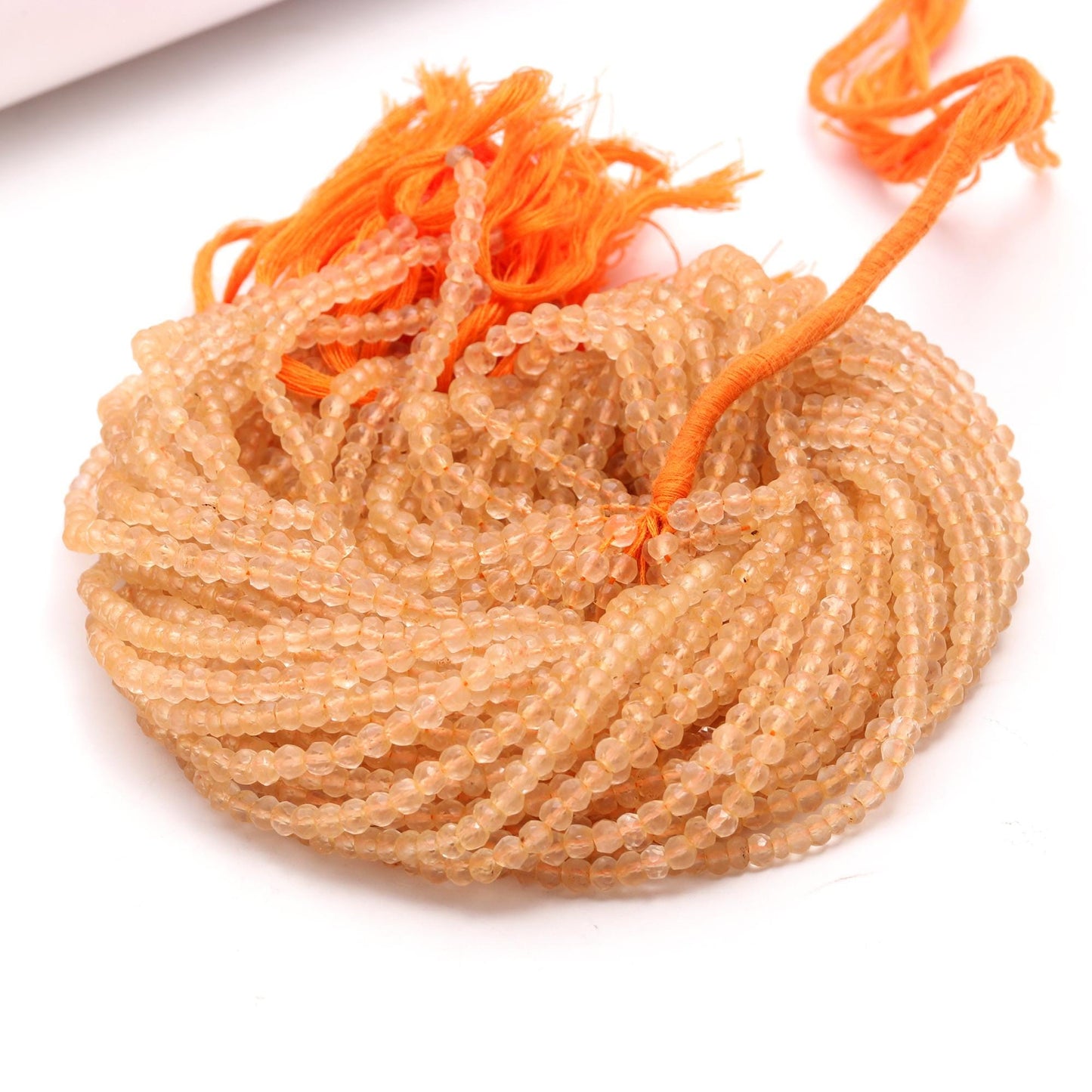 Natural Citrine Faceted Rondelle Beads 3.5-4 MM/4-4.5 MM Citrine Rondelle Beads, 13” Natural Citrine Rondelle Bead for Jewelry Making