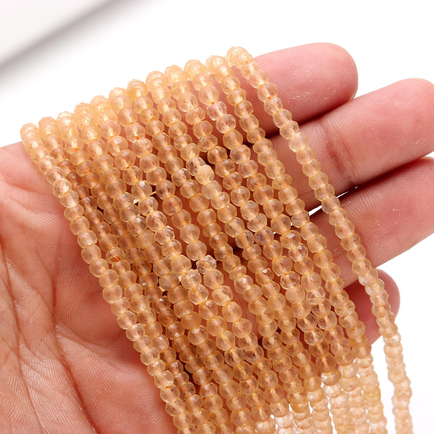 Natural Citrine Faceted Rondelle Beads 3.5-4 MM/4-4.5 MM Citrine Rondelle Beads, 13” Natural Citrine Rondelle Bead for Jewelry Making