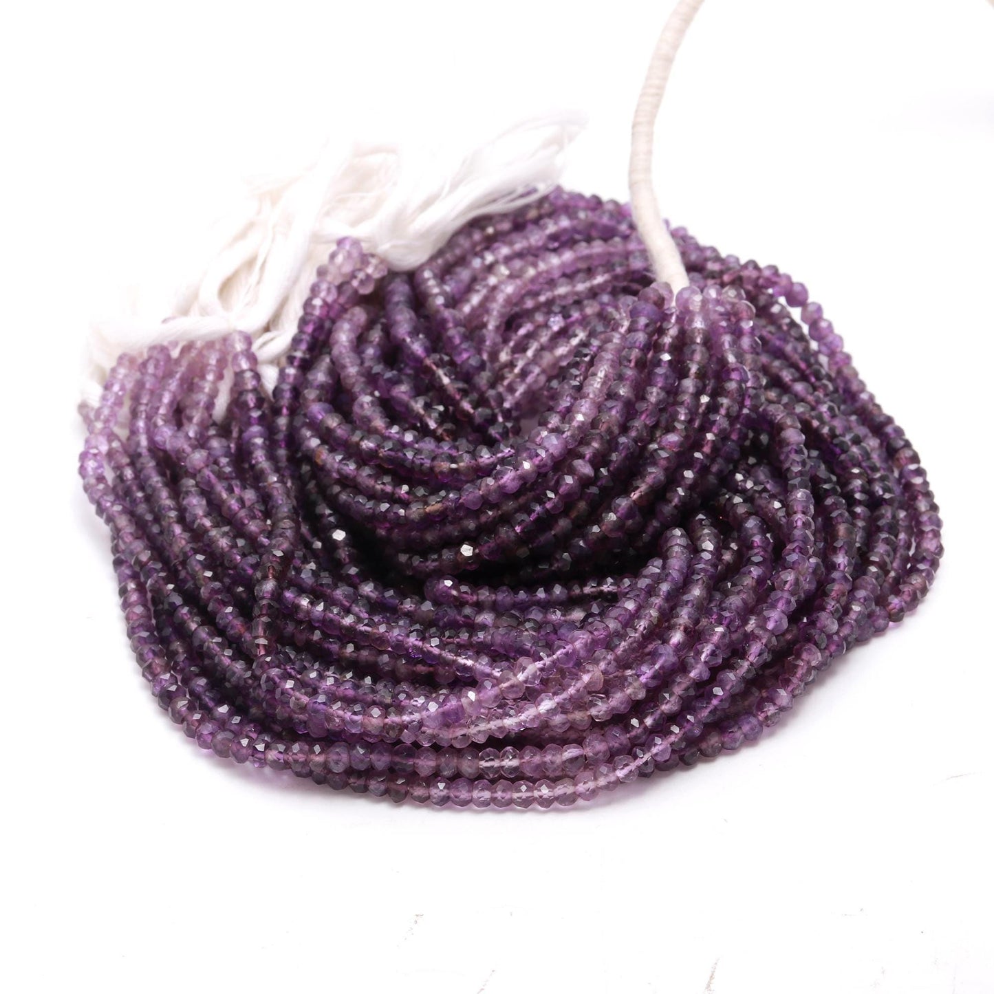 Amethyst Shaded Faceted Rondelle Beads 4-4.5 Amethyst Rondelle Beads Natural Shaded Blue Amethyst Rondelle Beads for Jewelry Making Craft