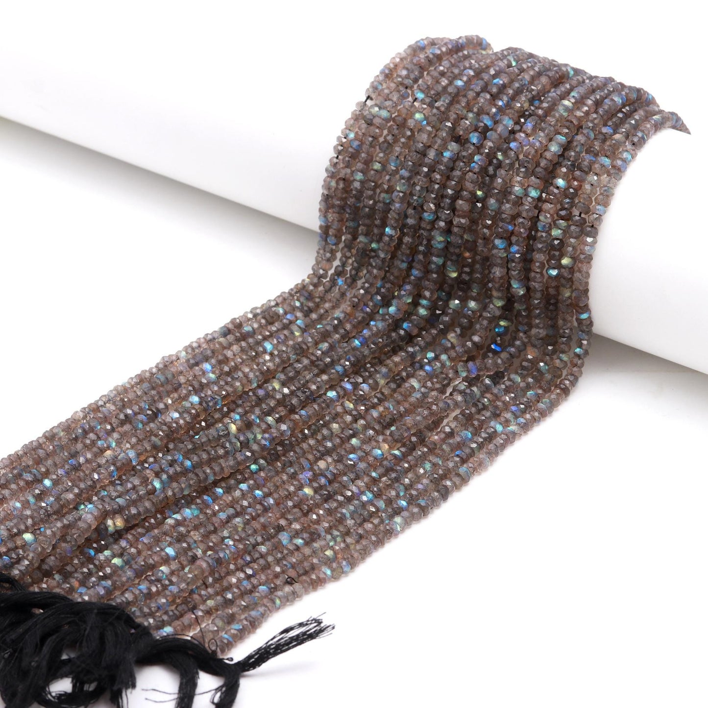 AAA Natural Labradorite Faceted Rondelle Beads, 4-4.5 MM Labradorite Rondelle Beads, Black Moonstone Rondelle Beads for Handmade Jewelry