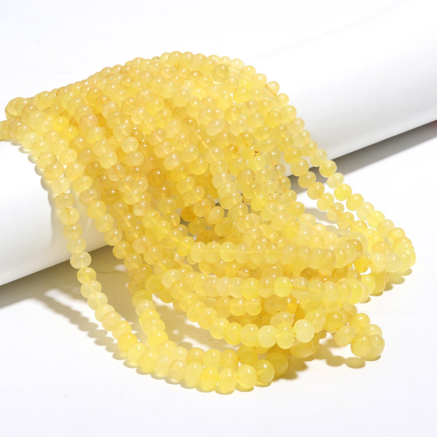 Yellow Quartz Smooth Rondelle Natural Quartz 7 MM - 10 MM Yellow Dyed Smooth Rondelle Beads for Handmade Jewelry Making Craft & Art Supplies