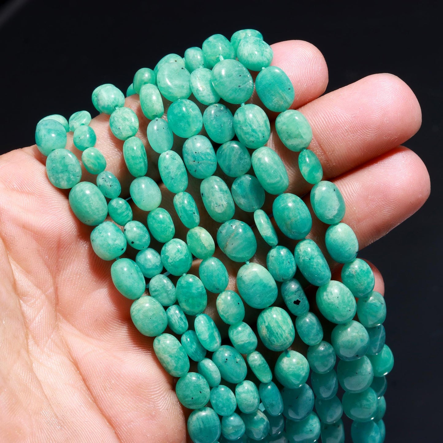 Natural Amazonite Smooth Oval Beads Amazonite Oval Beads Sky Blue Amazonite Gemstone Beads for Handmade Designer Jewelry Making Craft & Art