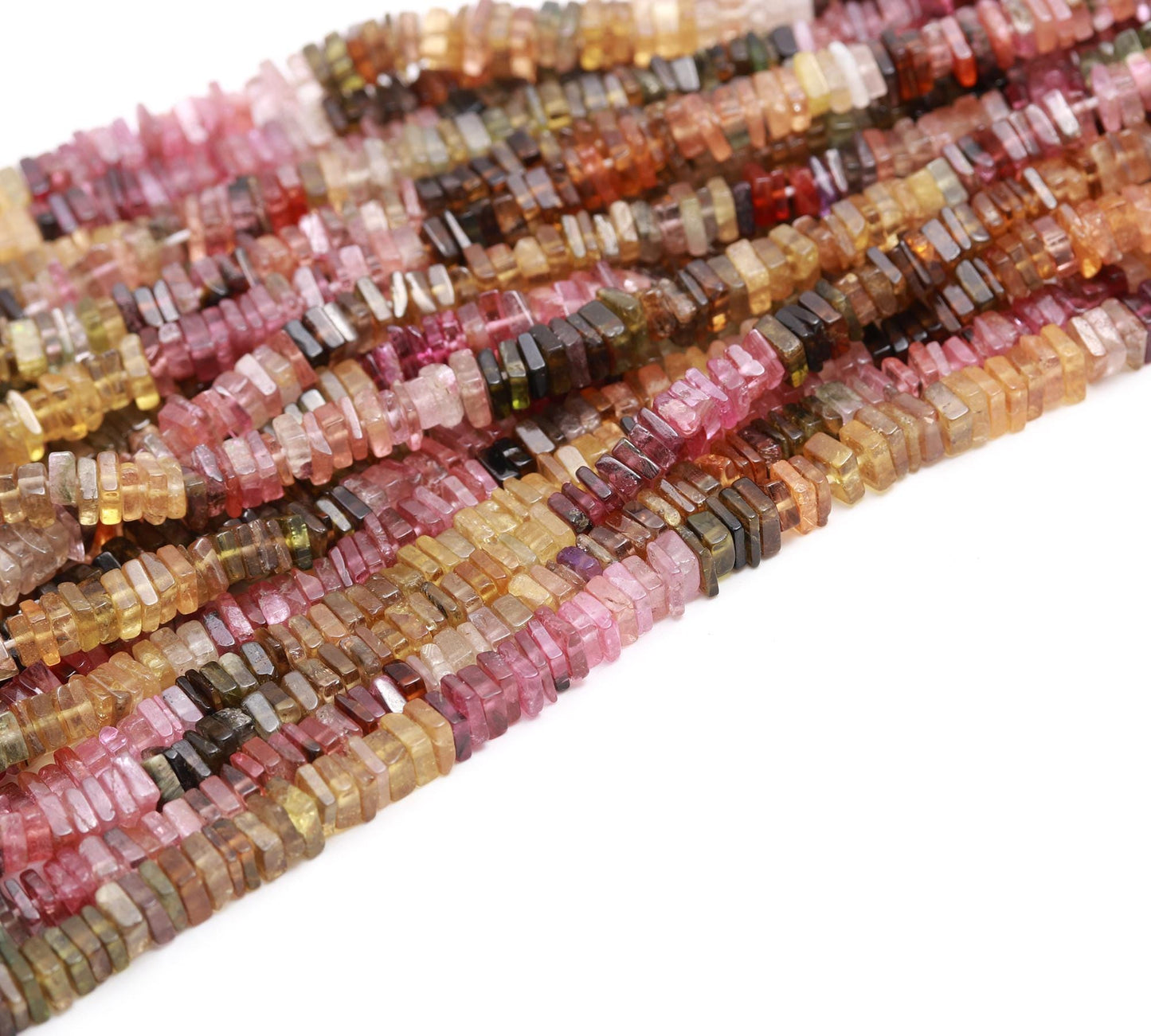 RARE Multi Tourmaline Heishi 4 MM Washer Beads Excellent Quality Natural Multi Tourmaline 16" Square Beads for Designer Jewelry Making Craft