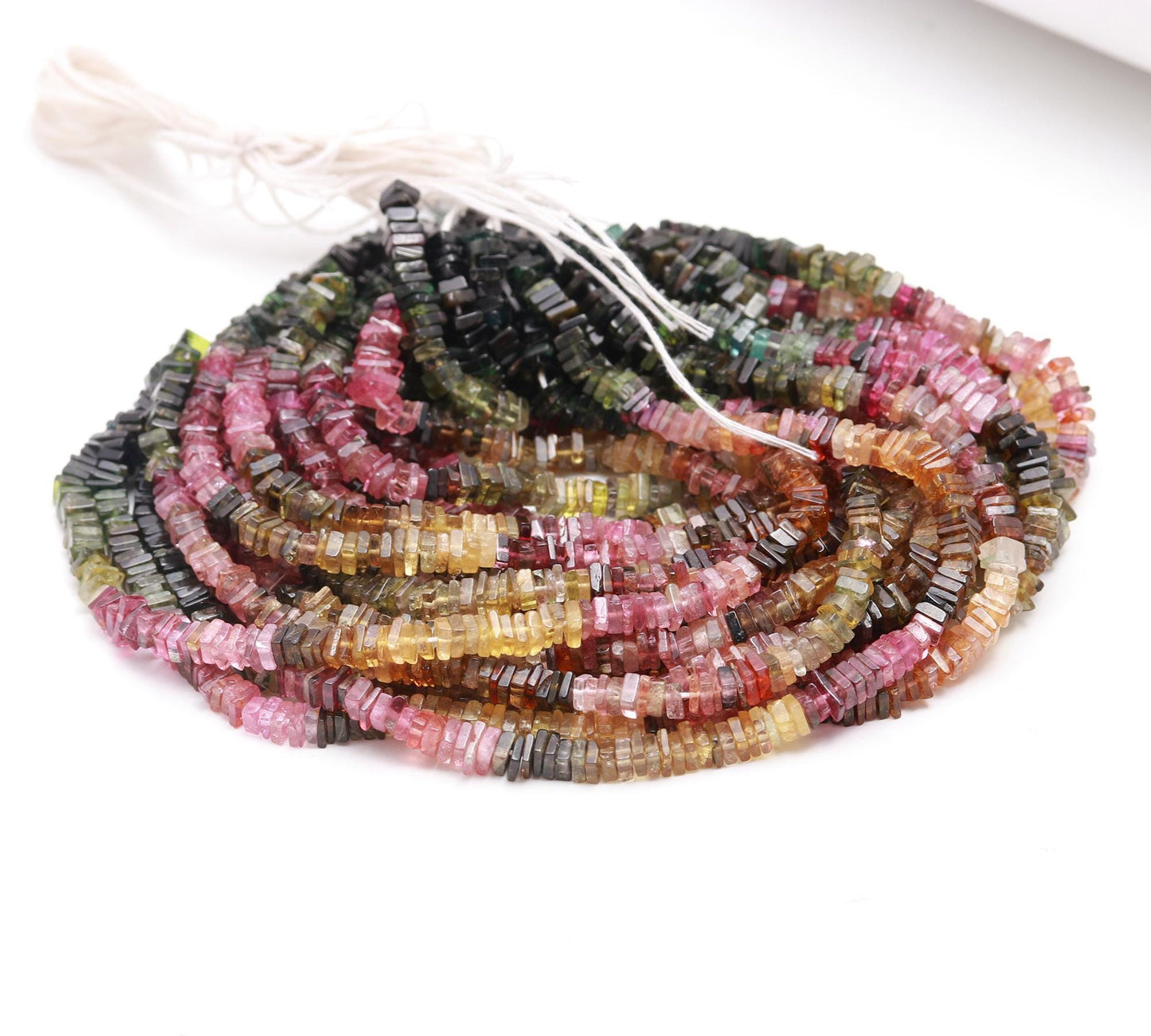 RARE Multi Tourmaline Heishi 4 MM Washer Beads Excellent Quality Natural Multi Tourmaline 16" Square Beads for Designer Jewelry Making Craft
