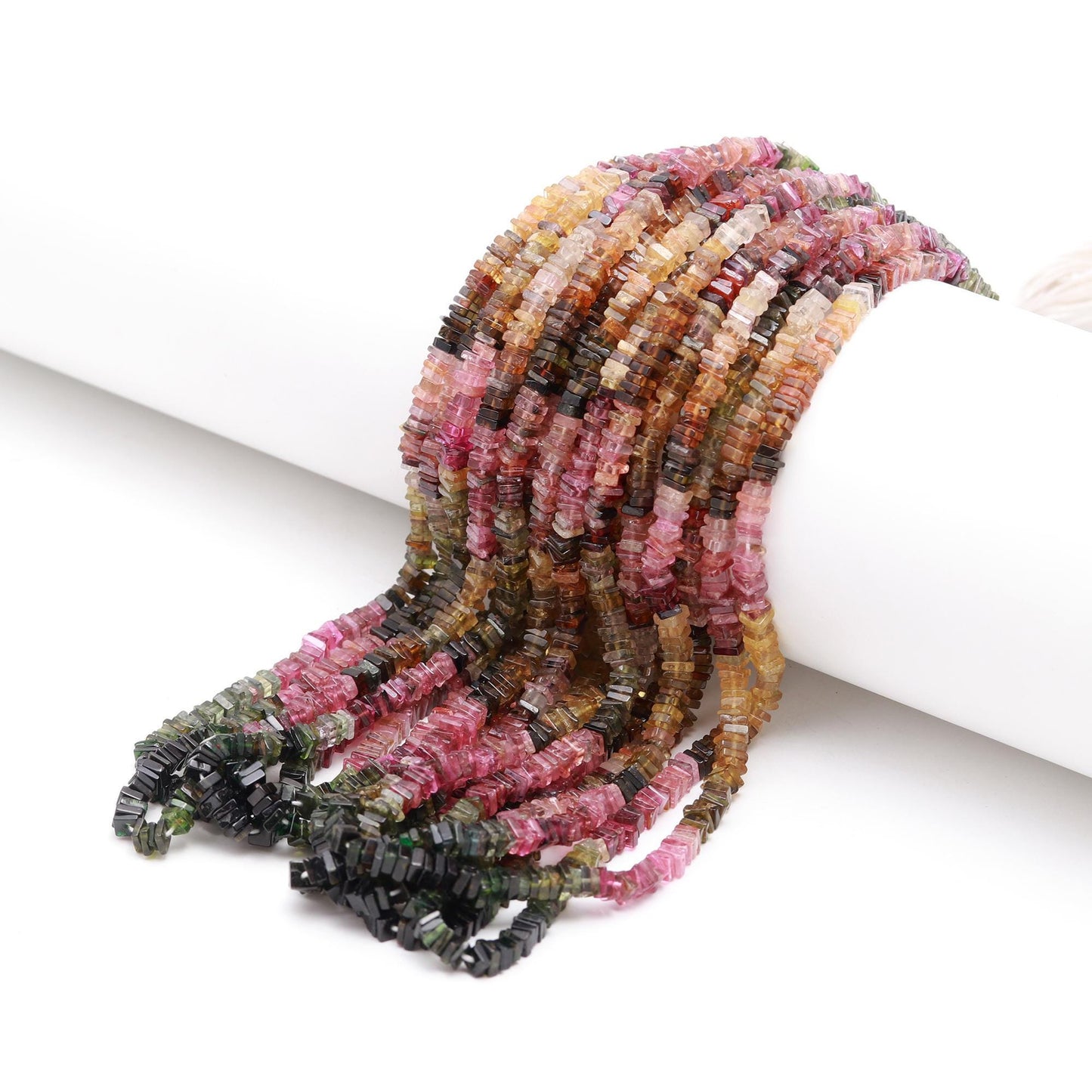 RARE Multi Tourmaline Heishi 4 MM Washer Beads Excellent Quality Natural Multi Tourmaline 16" Square Beads for Designer Jewelry Making Craft