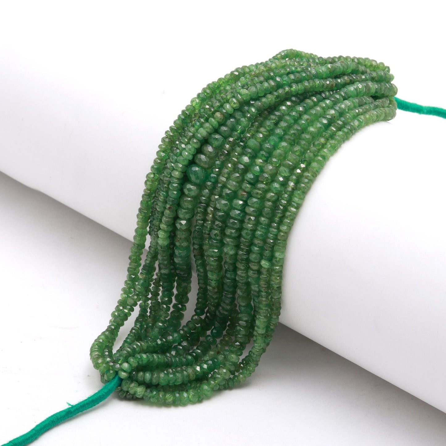 RARE Tsavorite Faceted Rondelle Beads 3-5 MM Green Tsavorite Rondelle Precious Beads for Designer Handmade Jewelry Making Craft Art Supplies