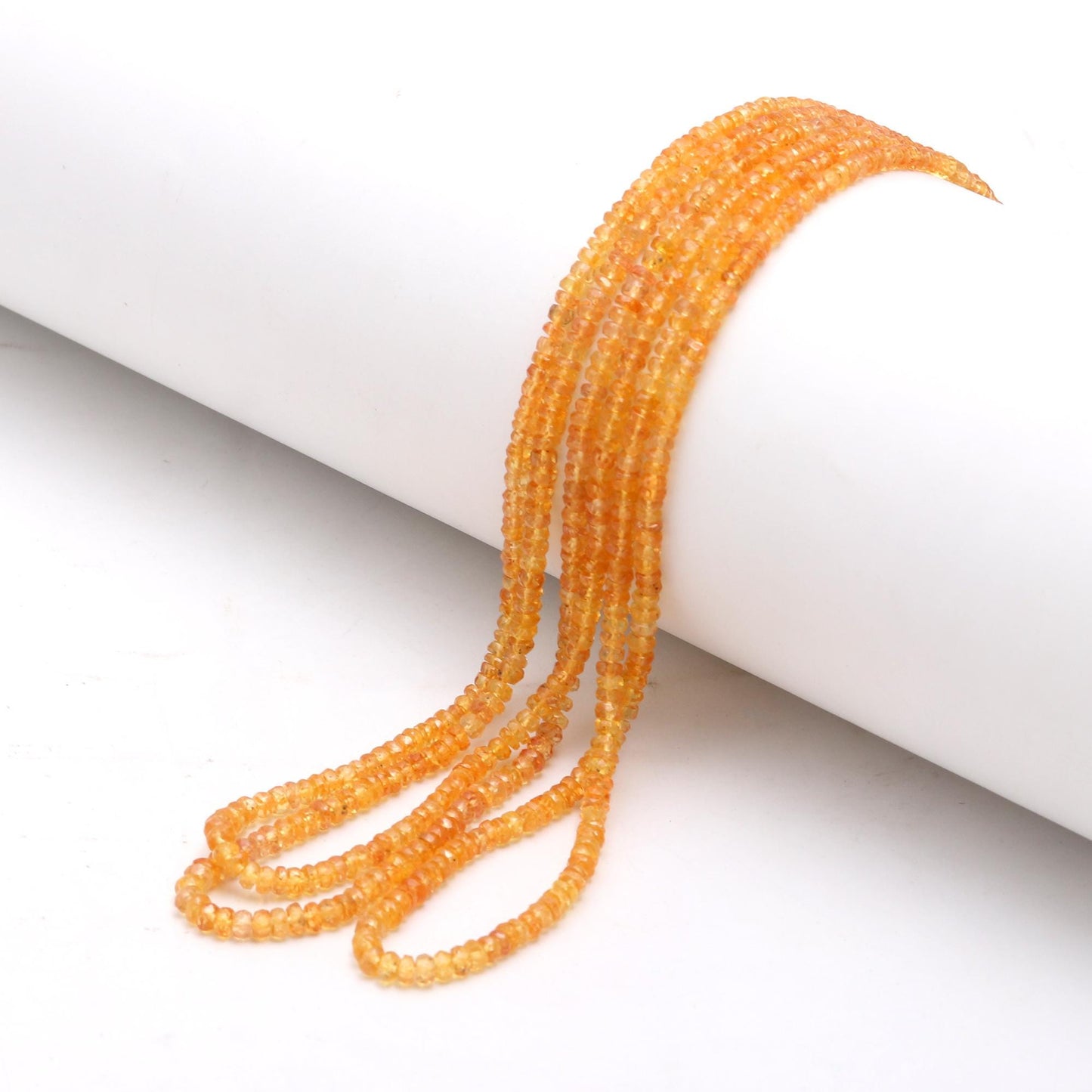 RARE Yellow Sapphire Faceted Rondelle Beads 3-3.5 MM Natural Yellow Sapphire Faceted 17" Beads for Handmade Designer Jewelry Necklace Making