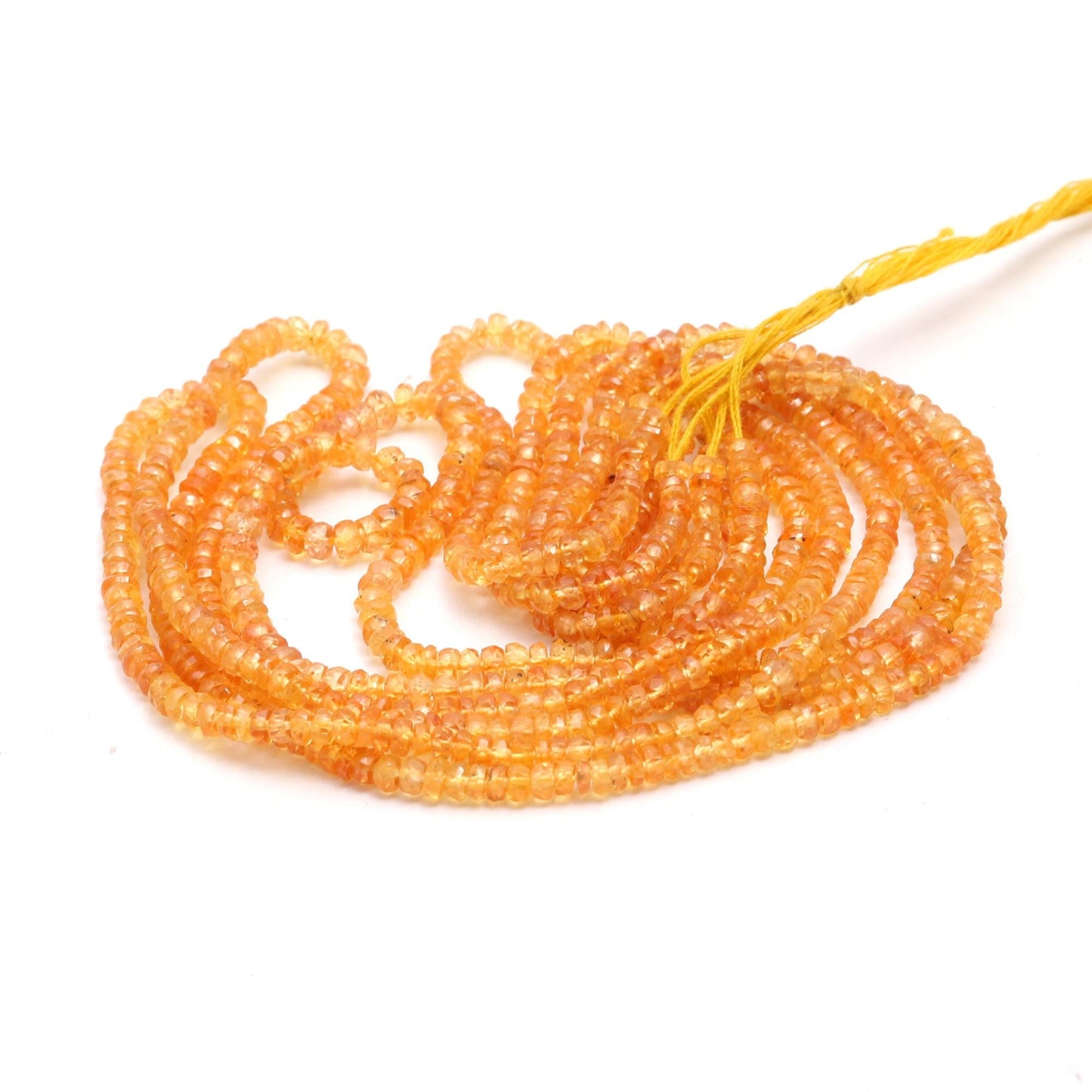 RARE Yellow Sapphire Faceted Rondelle Beads 3-3.5 MM Natural Yellow Sapphire Faceted 17" Beads for Handmade Designer Jewelry Necklace Making