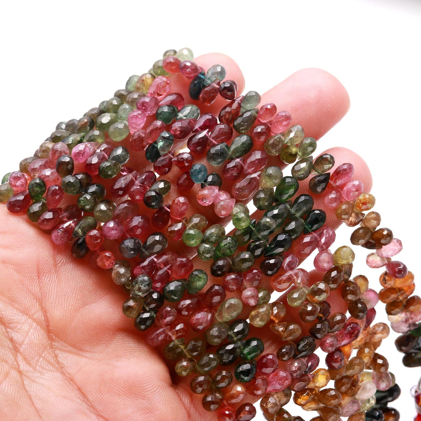 RARE Multi Tourmaline Faceted Teardrop Beads Super Quality Multi Tourmaline 4x6-5x7 MM Tourmaline Extremely Beautiful for Jewelry Making Art