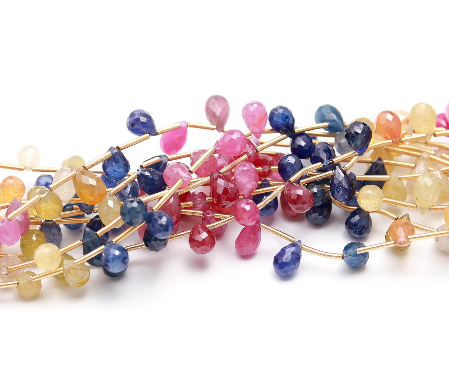 Multi Sapphire Faceted Tear Drop Beads 5x7-6x8 MM Natural Multi Sapphire Precious Bead 8" Strand for Designer Jewelry Necklace Pendant Craft