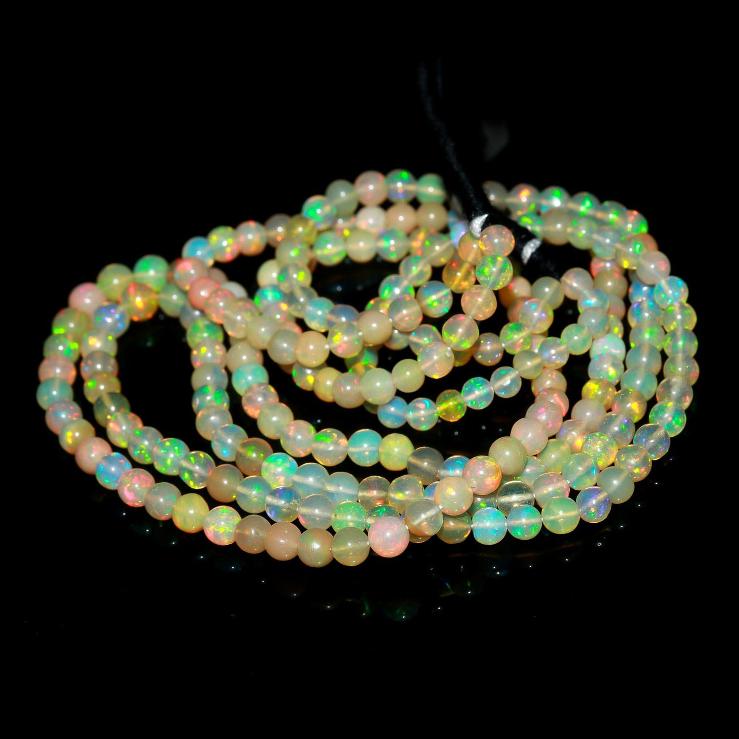 Multi Fire Ethiopian Opal Smooth Rondelle Beads 4-4.5 MM Ethiopian Opal Rondelle Beads Natural Flashy Rainbow Opal Bead 16” EO Gemstone Bead