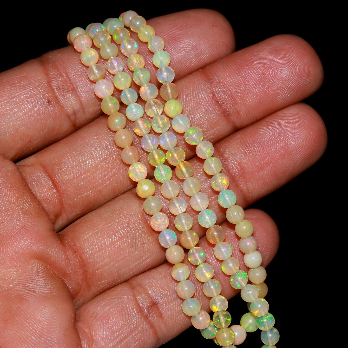 Multi Fire Ethiopian Opal Smooth Rondelle Beads 4-4.5 MM Ethiopian Opal Rondelle Beads Natural Flashy Rainbow Opal Bead 16” EO Gemstone Bead
