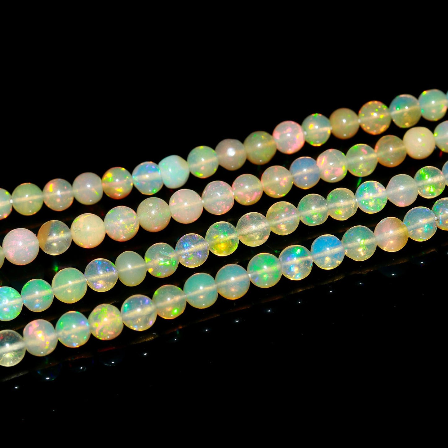 Multi Fire Ethiopian Opal Smooth Rondelle Beads 4-4.5 MM Ethiopian Opal Rondelle Beads Natural Flashy Rainbow Opal Bead 16” EO Gemstone Bead
