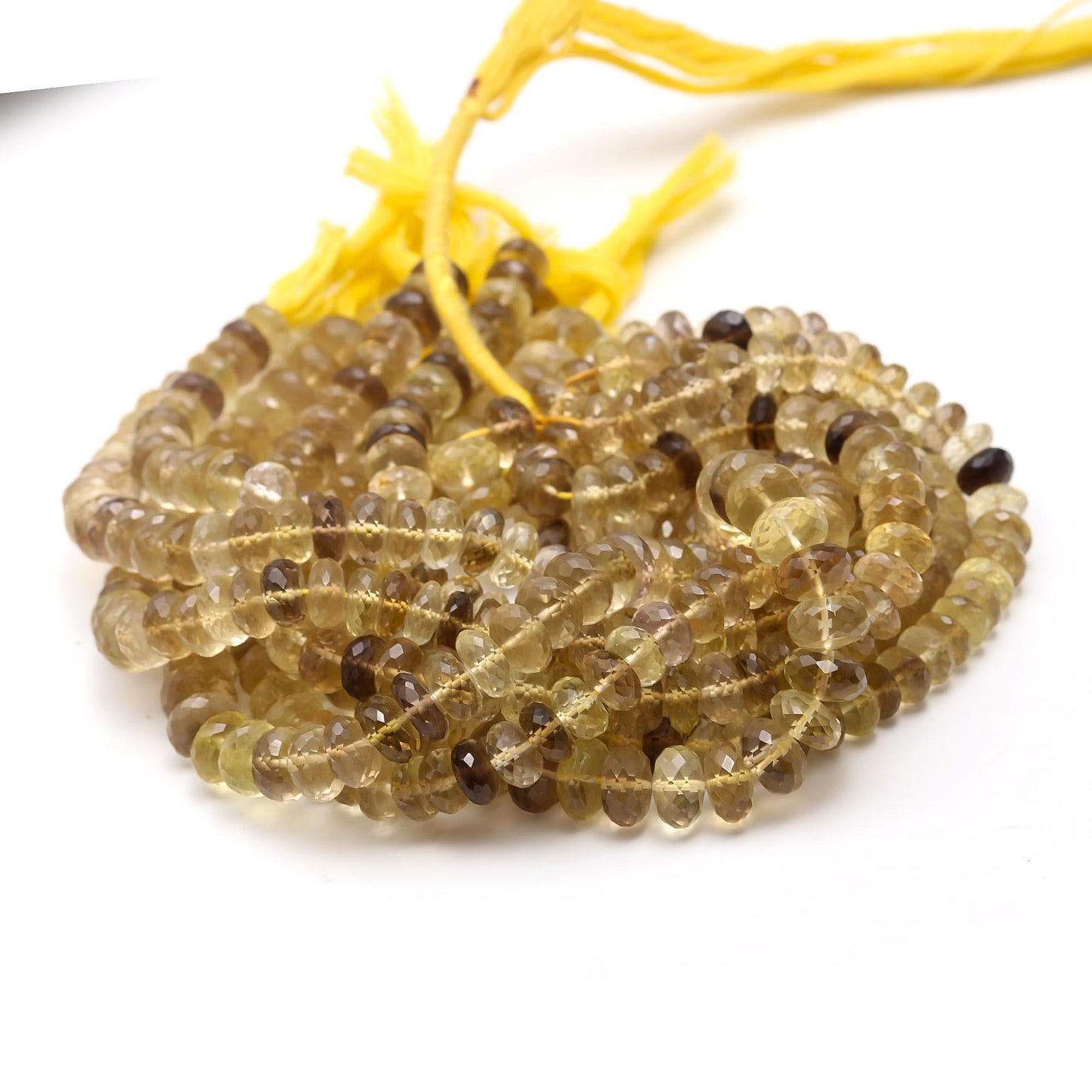 Bio Lemon Faceted Rondelle Beads Natural Bio Lemon Rondelle Beads Faceted Bio Lemon Quartz Beads for Handmade Designer Jewelry Making Craft
