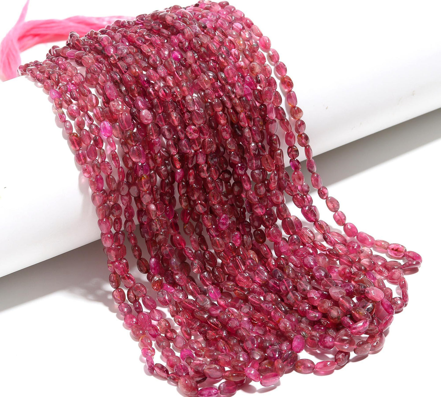 RARE Pink Tourmaline Smooth Oval Beads 3x5 - 5x7 MM Natural Pink Tourmaline Oval Beads 18 Inch Strand for Handmade Designer Jewelry Making