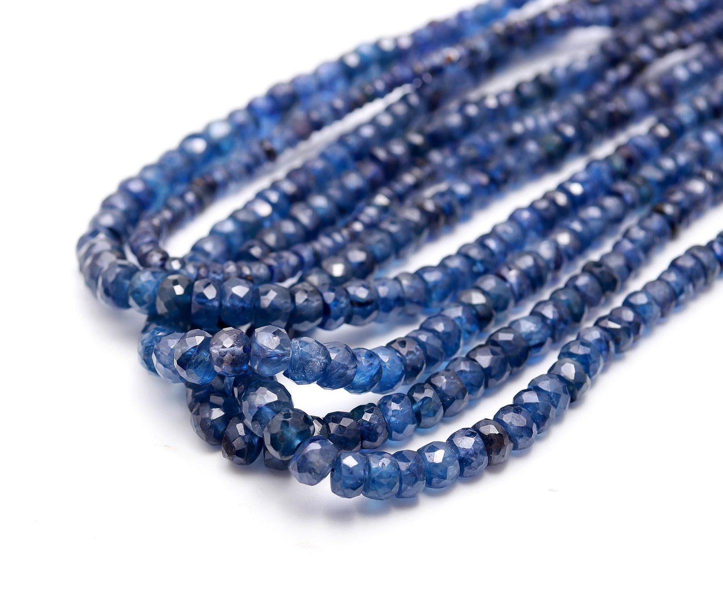 Blue Sapphire Faceted Rondelle Beads 5X6 MM - 8x10 MM Beads Excellent Blue Sapphire 19" Strand Sapphire for Jewelry Making Craft Supplies