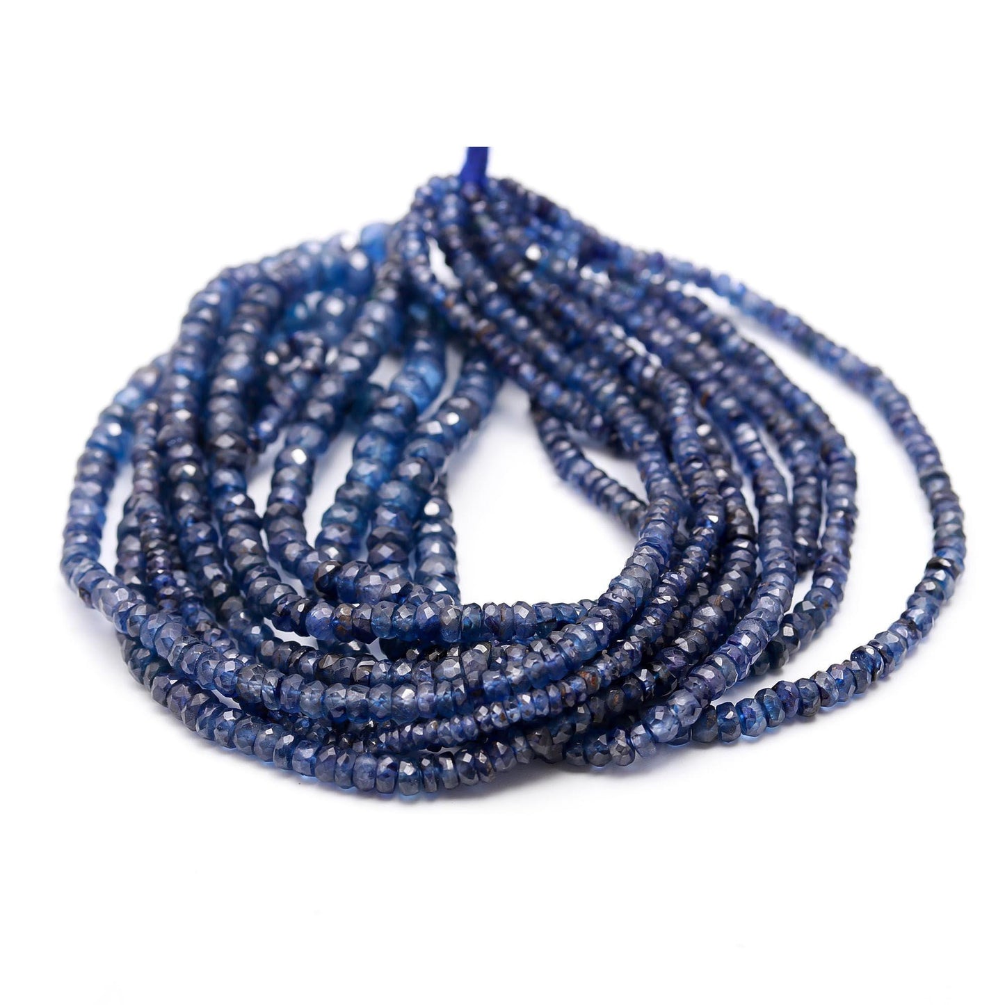 Blue Sapphire Faceted Rondelle Beads 5X6 MM - 8x10 MM Beads Excellent Blue Sapphire 19" Strand Sapphire for Jewelry Making Craft Supplies