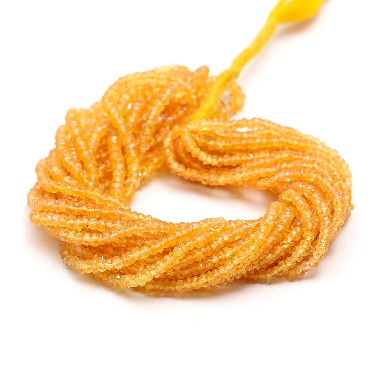 Excellent Yellow Sapphire Faceted Rondelle Beads 3-3.5 MM Natural Yellow Sapphire Faceted Bead for Handmade Designer Jewelry Necklace Making