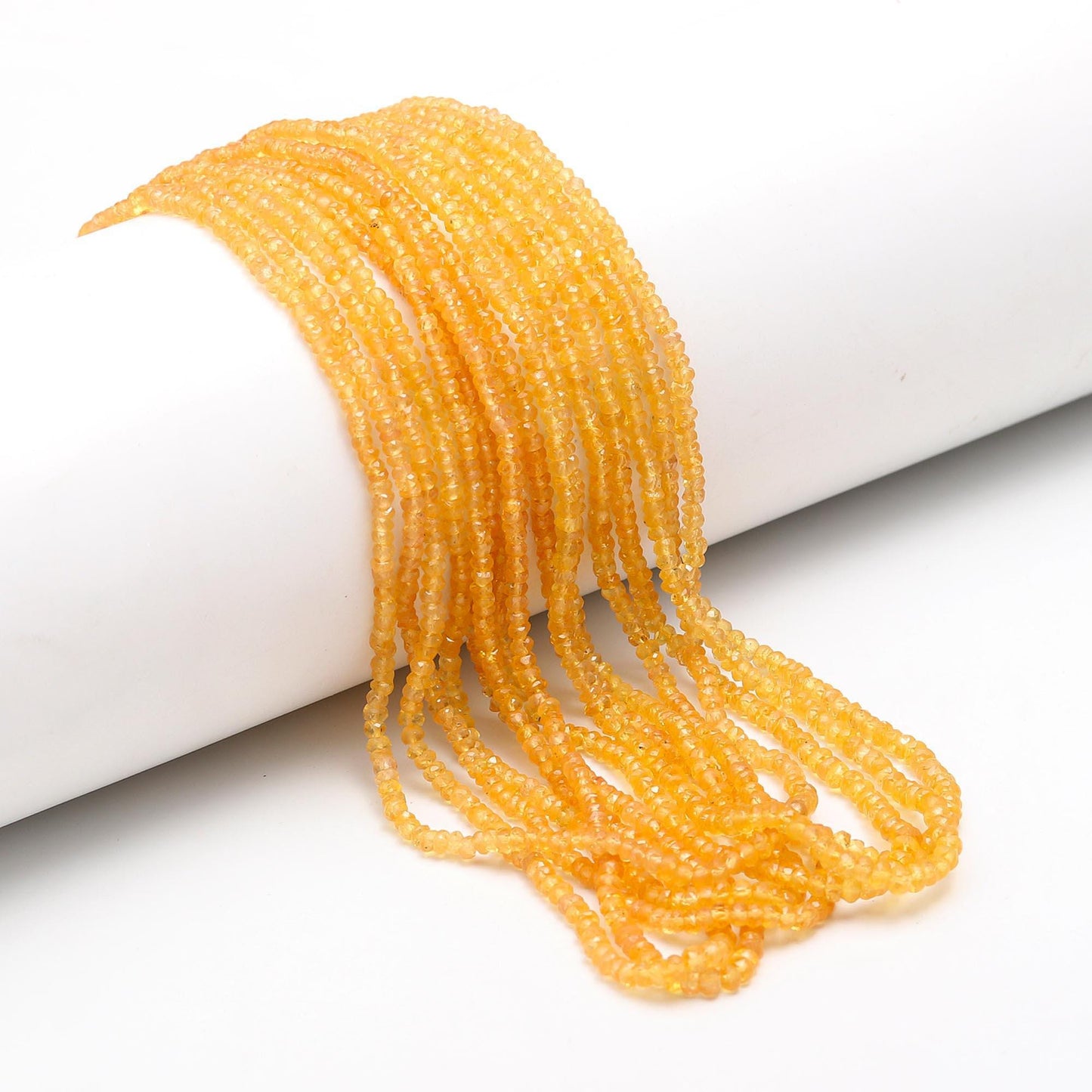 Excellent Yellow Sapphire Faceted Rondelle Beads 3-3.5 MM Natural Yellow Sapphire Faceted Bead for Handmade Designer Jewelry Necklace Making