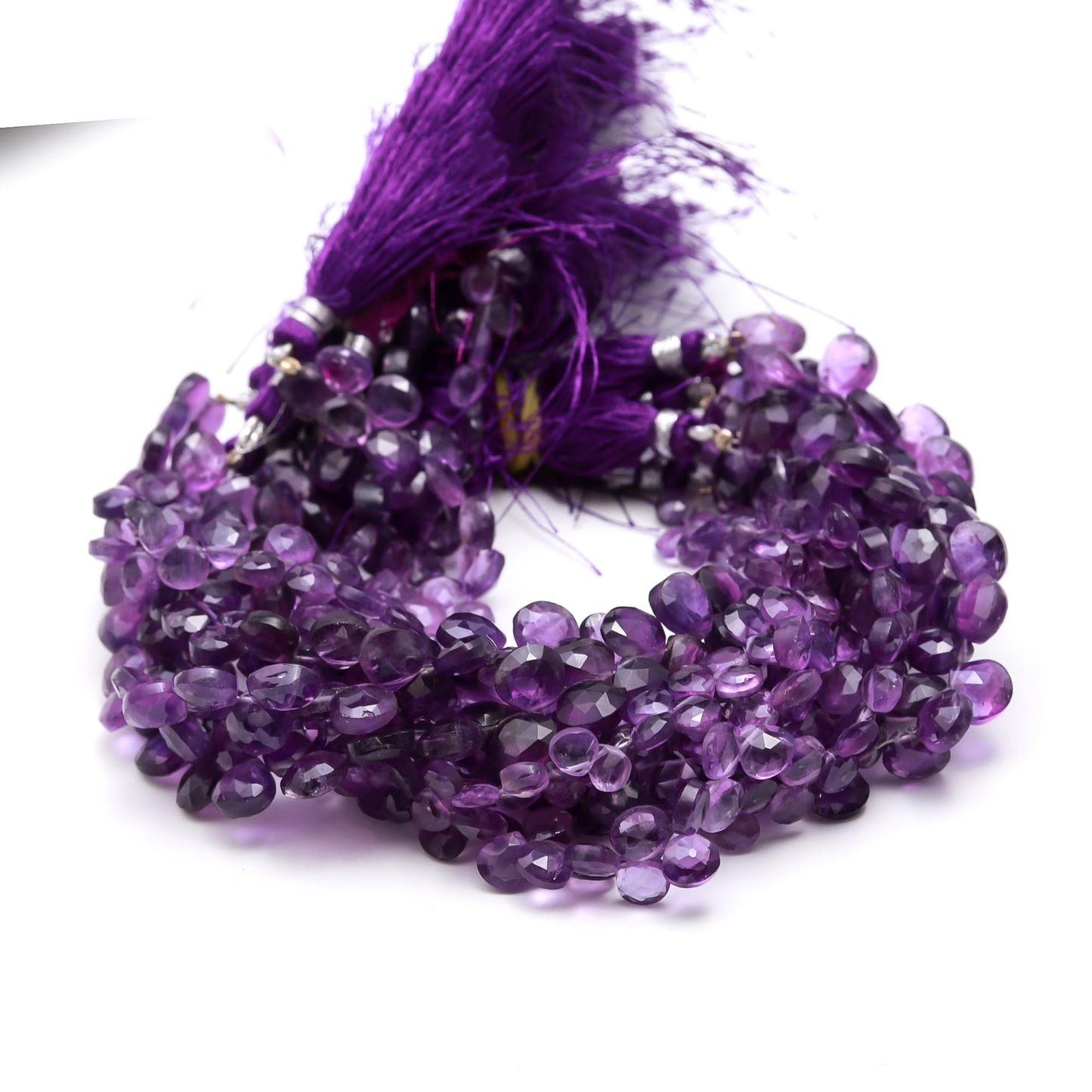 Amethyst Faceted Heart Shape Beads Natural Amethyst Heart Shape Beads Briolettes for Handmade Designer Jewelry Making Craft and Supplies