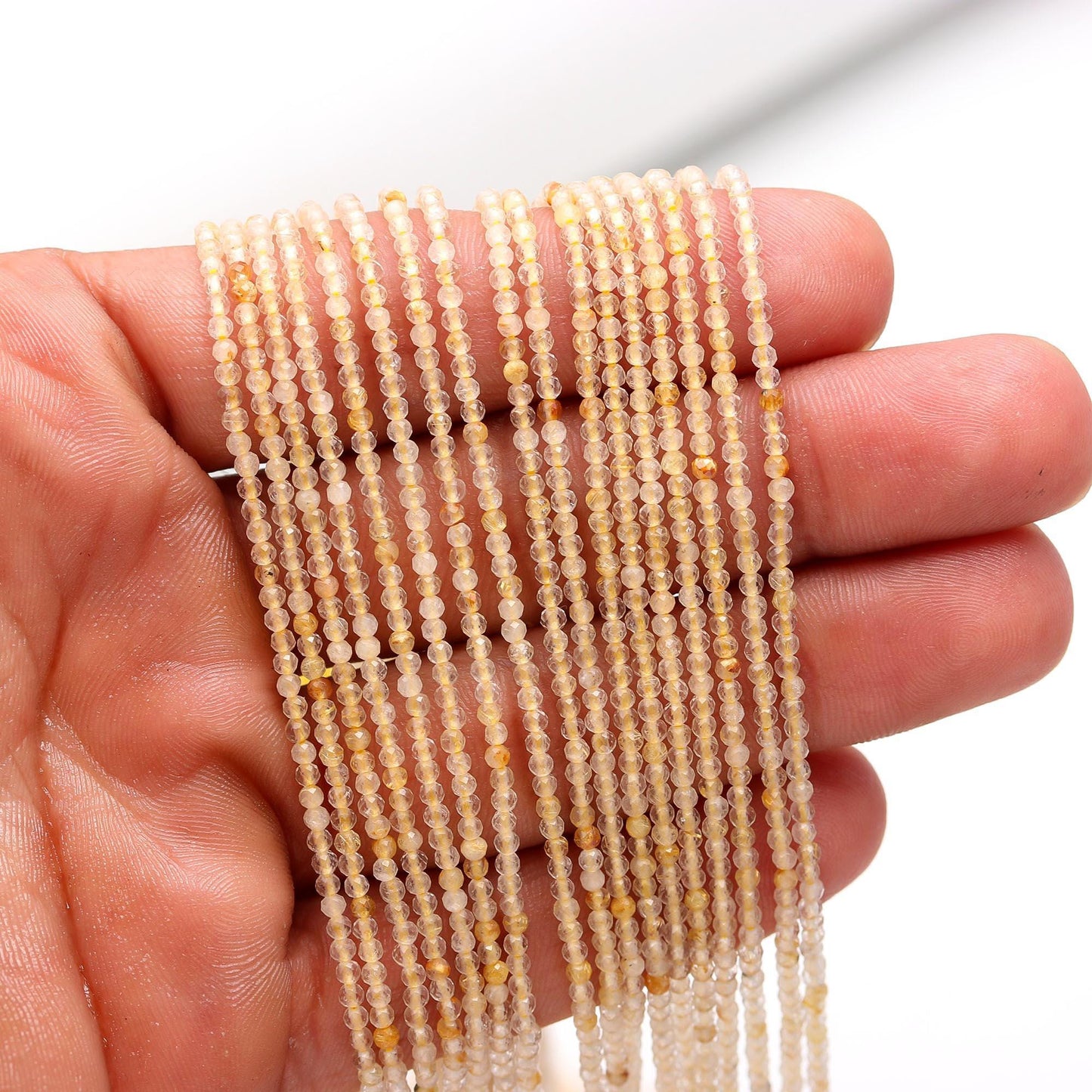 5 Strands Golden Rutile Faceted Rondelle Beads 2-2.5 MM Natural Yellow Rutile Rondelle Beads 13" Strand Beads for Jewelry Making