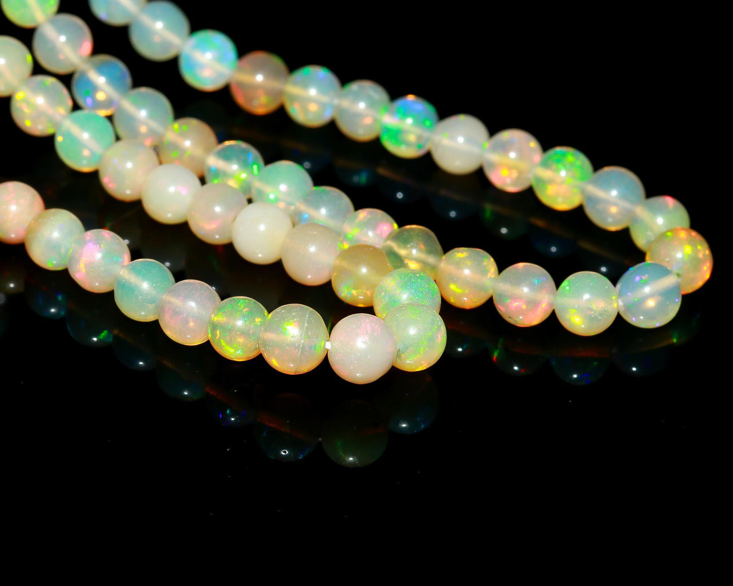 Multi Fire Ethiopian Opal Smooth Rondelle Beads 4-4.5 MM Ethiopian Opal Rondelle Beads Natural Flashy Rainbow Opal Bead 16” EO Gemstone Bead