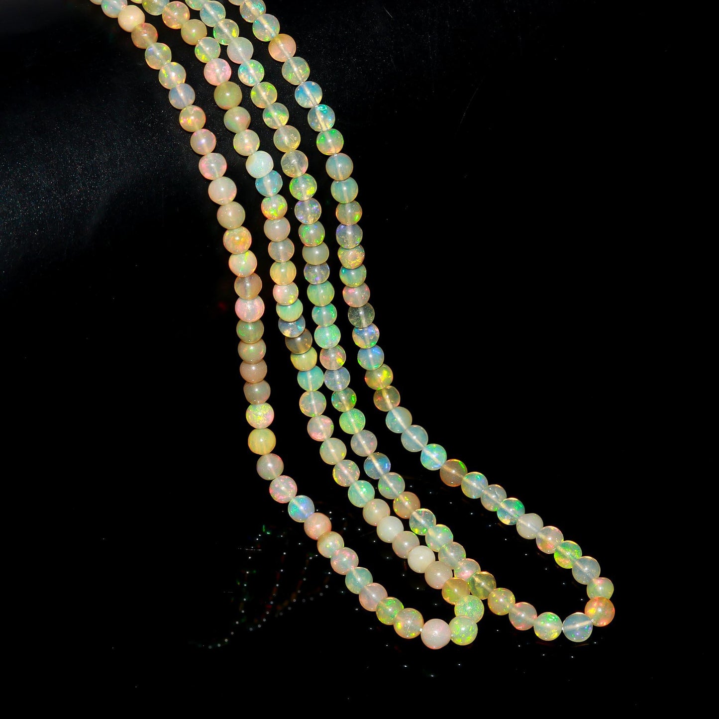 Multi Fire Ethiopian Opal Smooth Rondelle Beads 4-4.5 MM Ethiopian Opal Rondelle Beads Natural Flashy Rainbow Opal Bead 16” EO Gemstone Bead