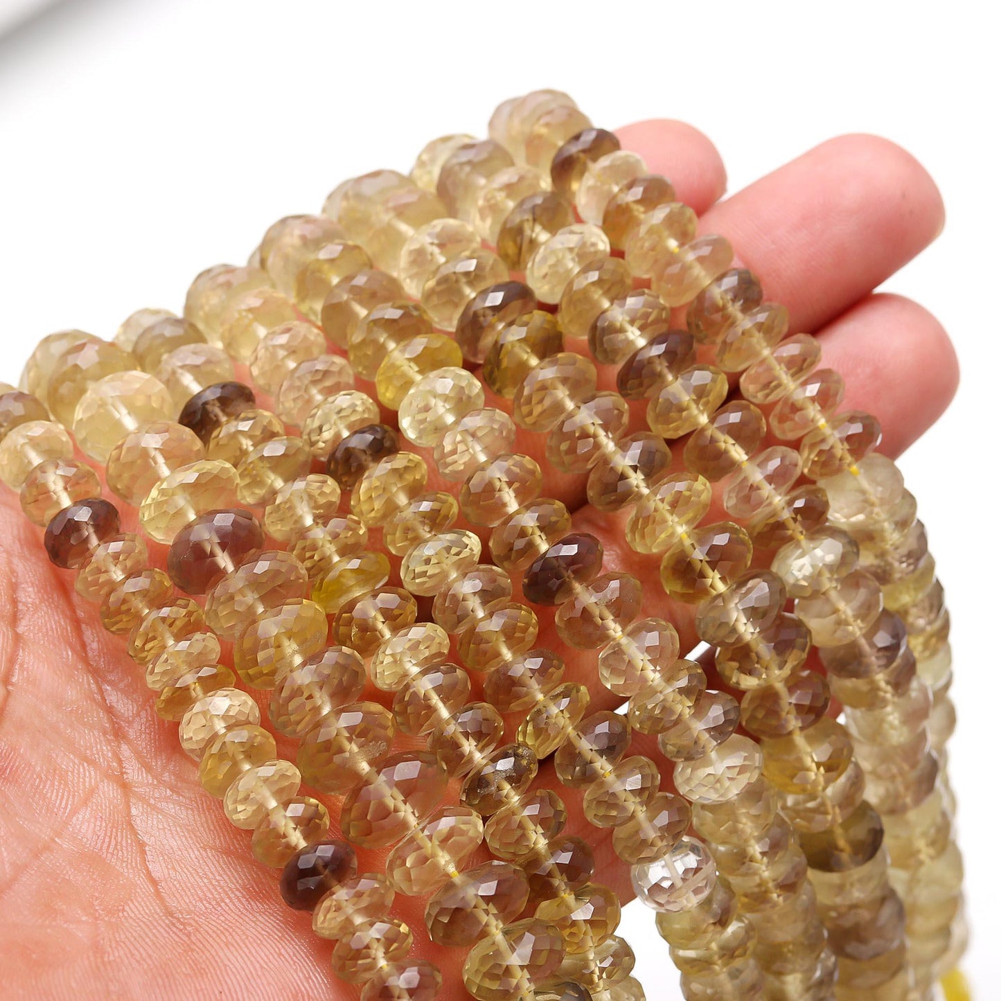 Bio Lemon Faceted Rondelle Beads Natural Bio Lemon Rondelle Beads Faceted Bio Lemon Quartz Beads for Handmade Designer Jewelry Making Craft
