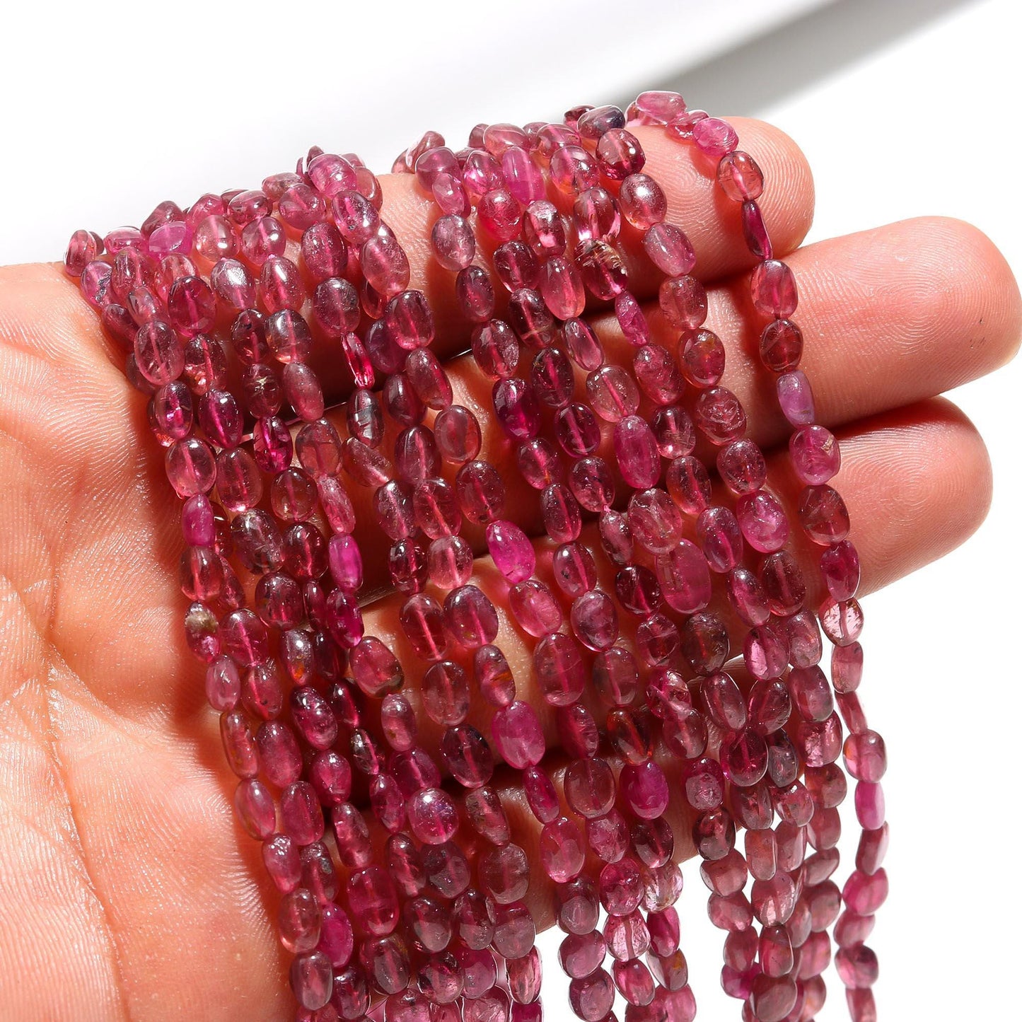 RARE Pink Tourmaline Smooth Oval Beads 3x5 - 5x7 MM Natural Pink Tourmaline Oval Beads 18 Inch Strand for Handmade Designer Jewelry Making