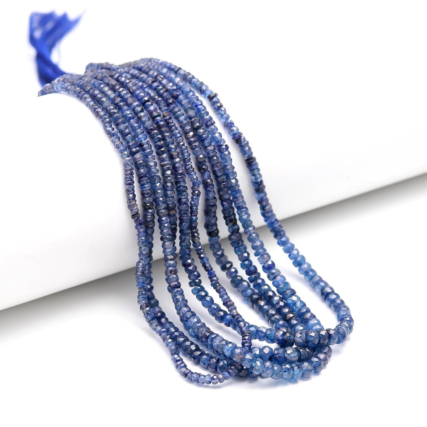 Blue Sapphire Faceted Rondelle Beads 5X6 MM - 8x10 MM Beads Excellent Blue Sapphire 19" Strand Sapphire for Jewelry Making Craft Supplies