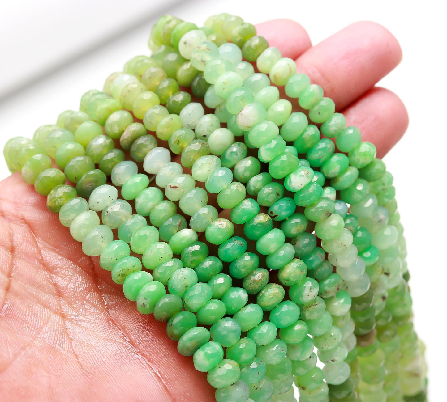 AAA Natural Chrysoprase Faceted Rondellle Beads, Natural Chrysopras Rondelle Beads, Shaded Chrysoprase Rondell Faceted Beads Jewelry Making