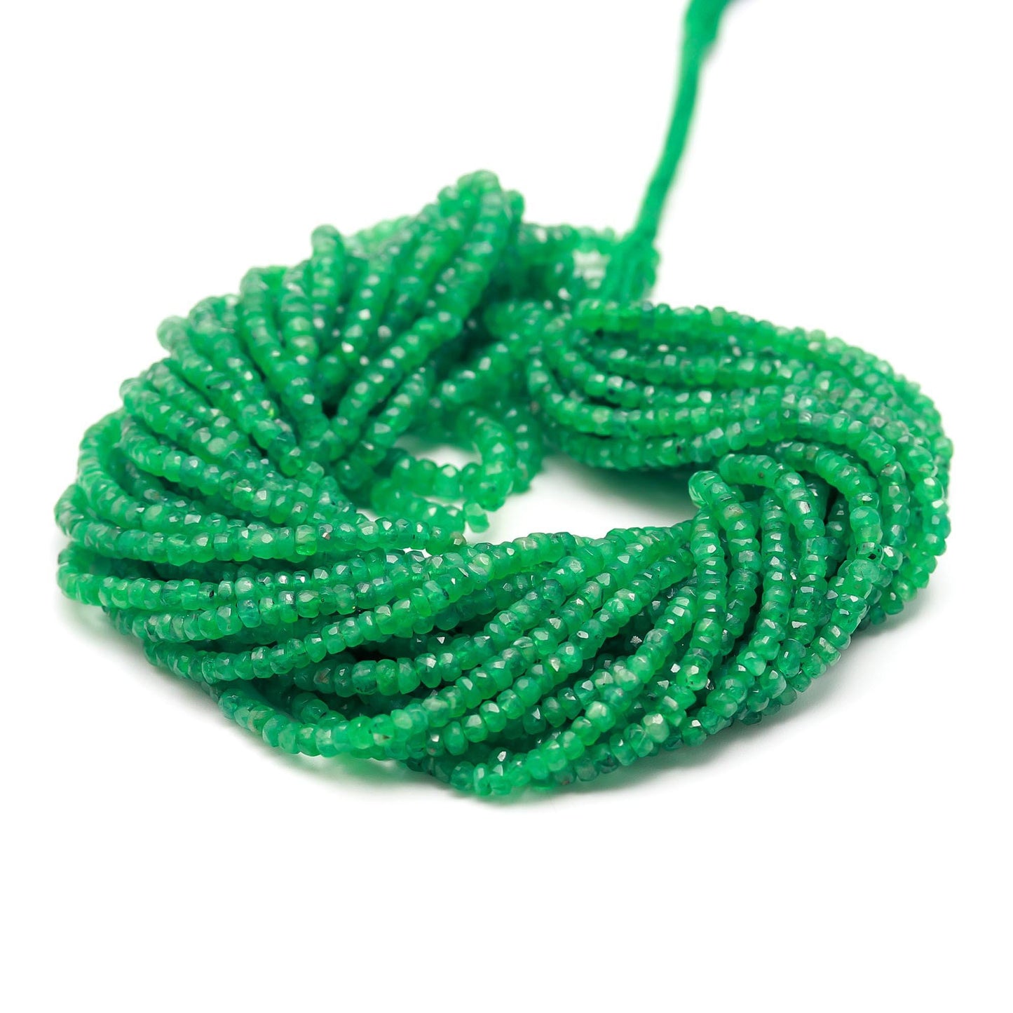 Excellent Natural Zambia Emerald Faceted Rondelle Beads 3-4 MM Precious Emerald Rondelle Bead 16" for Handmade Designer Jewelry Making Craft