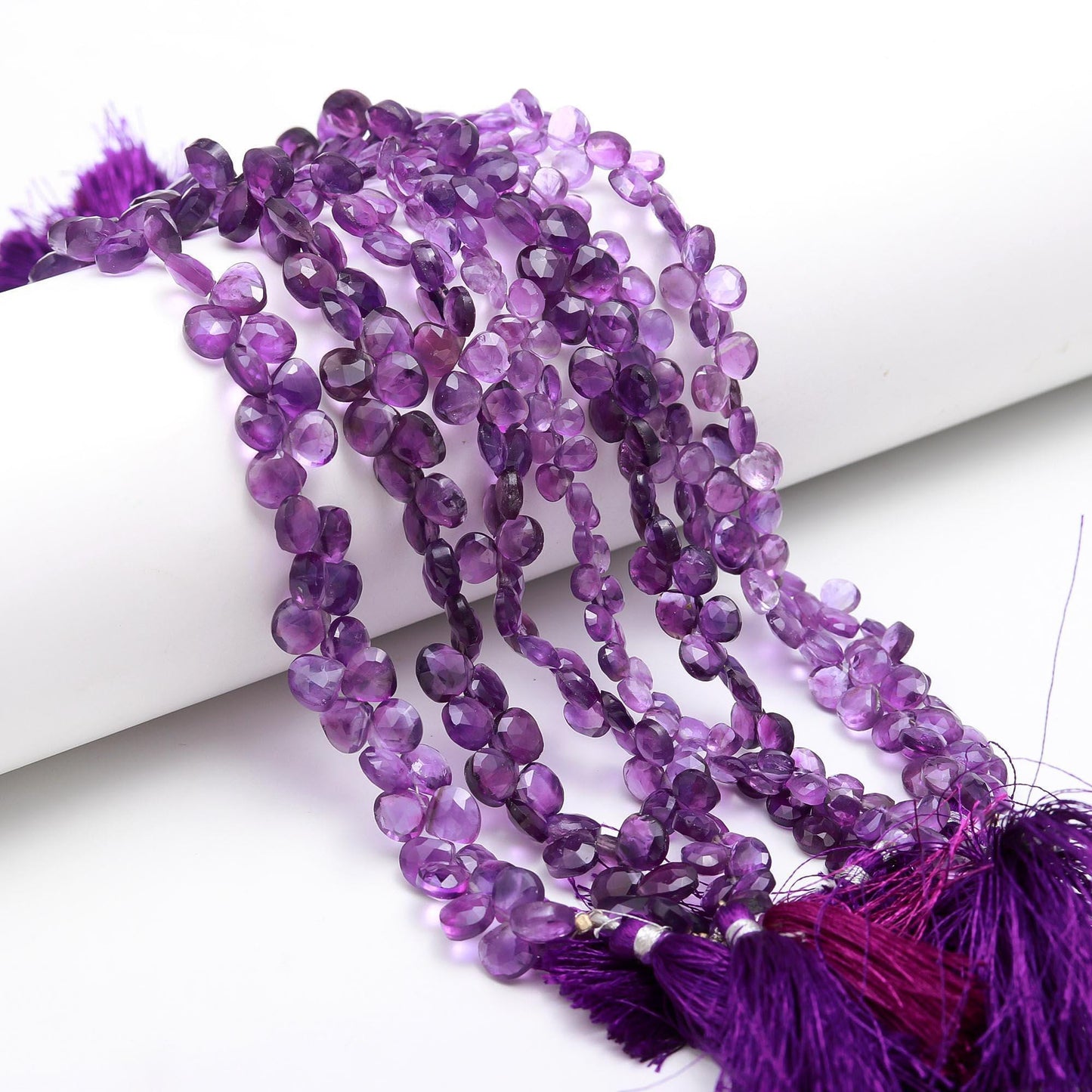 Amethyst Faceted Heart Shape Beads Natural Amethyst Heart Shape Beads Briolettes for Handmade Designer Jewelry Making Craft and Supplies
