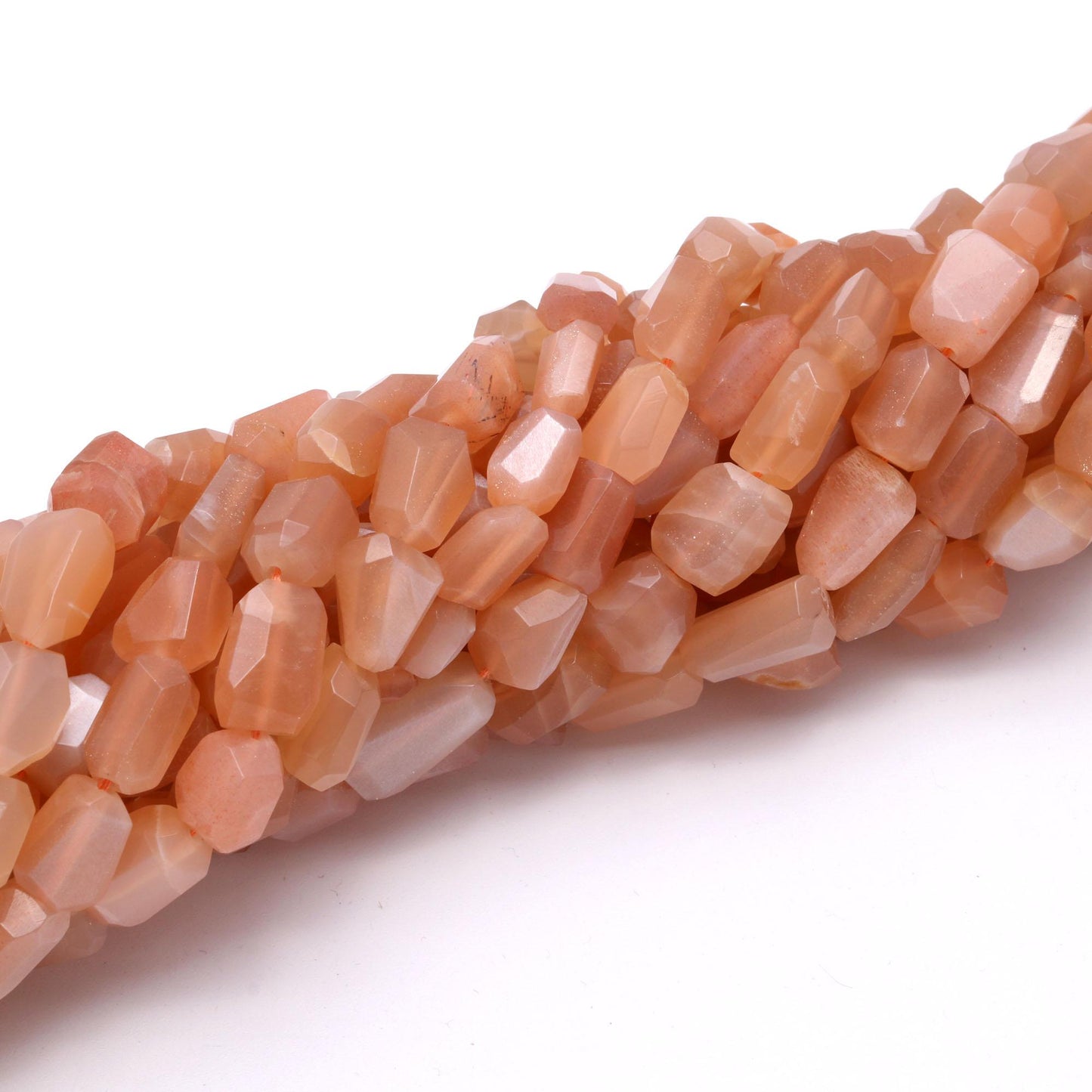 Peach Moonstone Nugget Beads Faceted Nugget Bead Natural Moonstone Tumble 13" Strand Peach Moonstone Gemstone Nugget/Tumble for Jewelry