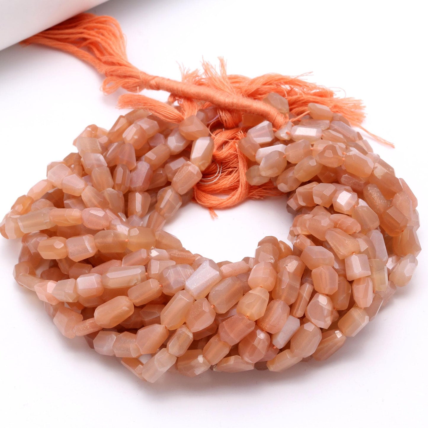 Peach Moonstone Nugget Beads Faceted Nugget Bead Natural Moonstone Tumble 13" Strand Peach Moonstone Gemstone Nugget/Tumble for Jewelry