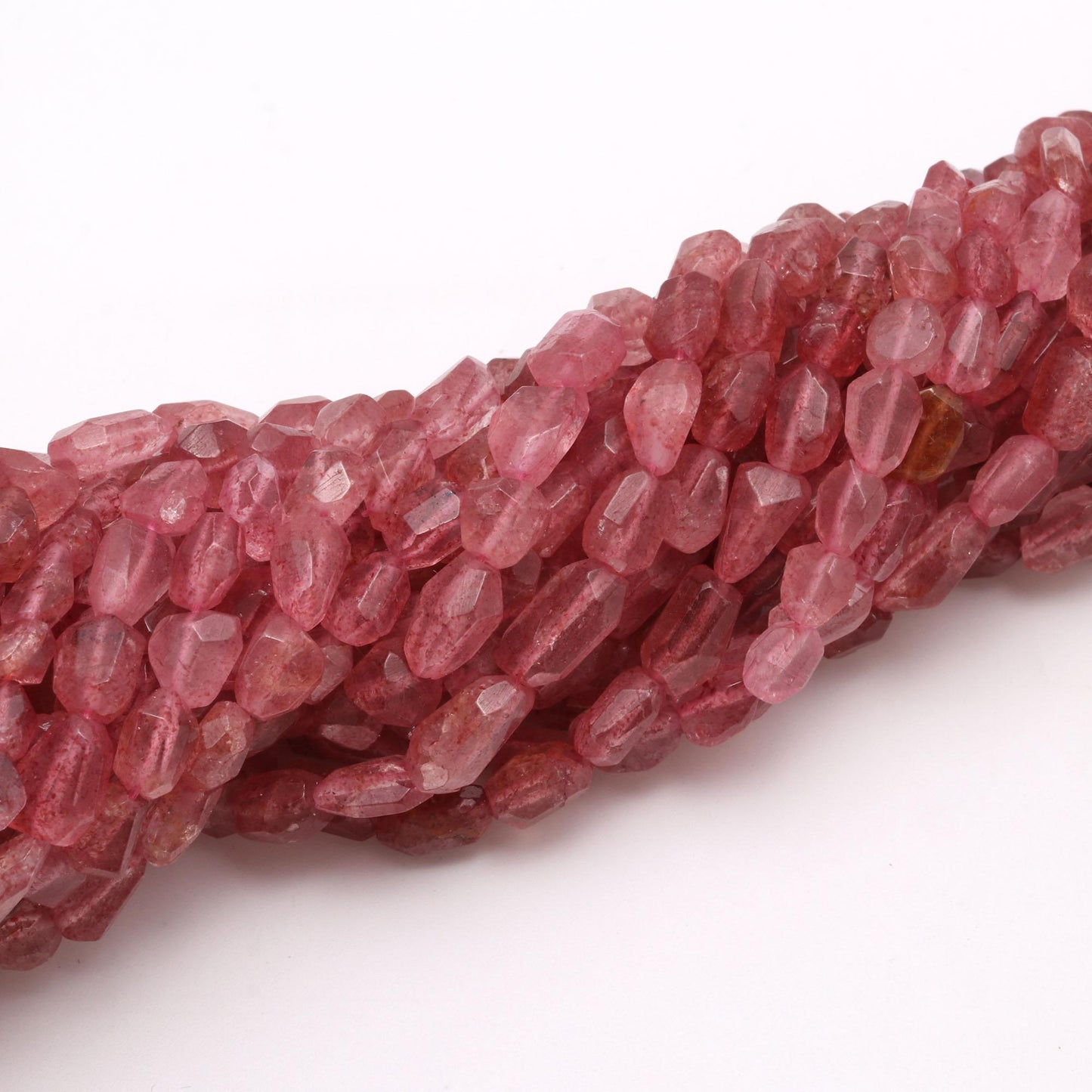 Pink Strawberry Nugget Bead Faceted Nugget Bead Natural Strawberry Tumble 13" Strand Pink Strawberry Gemstone Nugget Tumble Bead for Jewelry