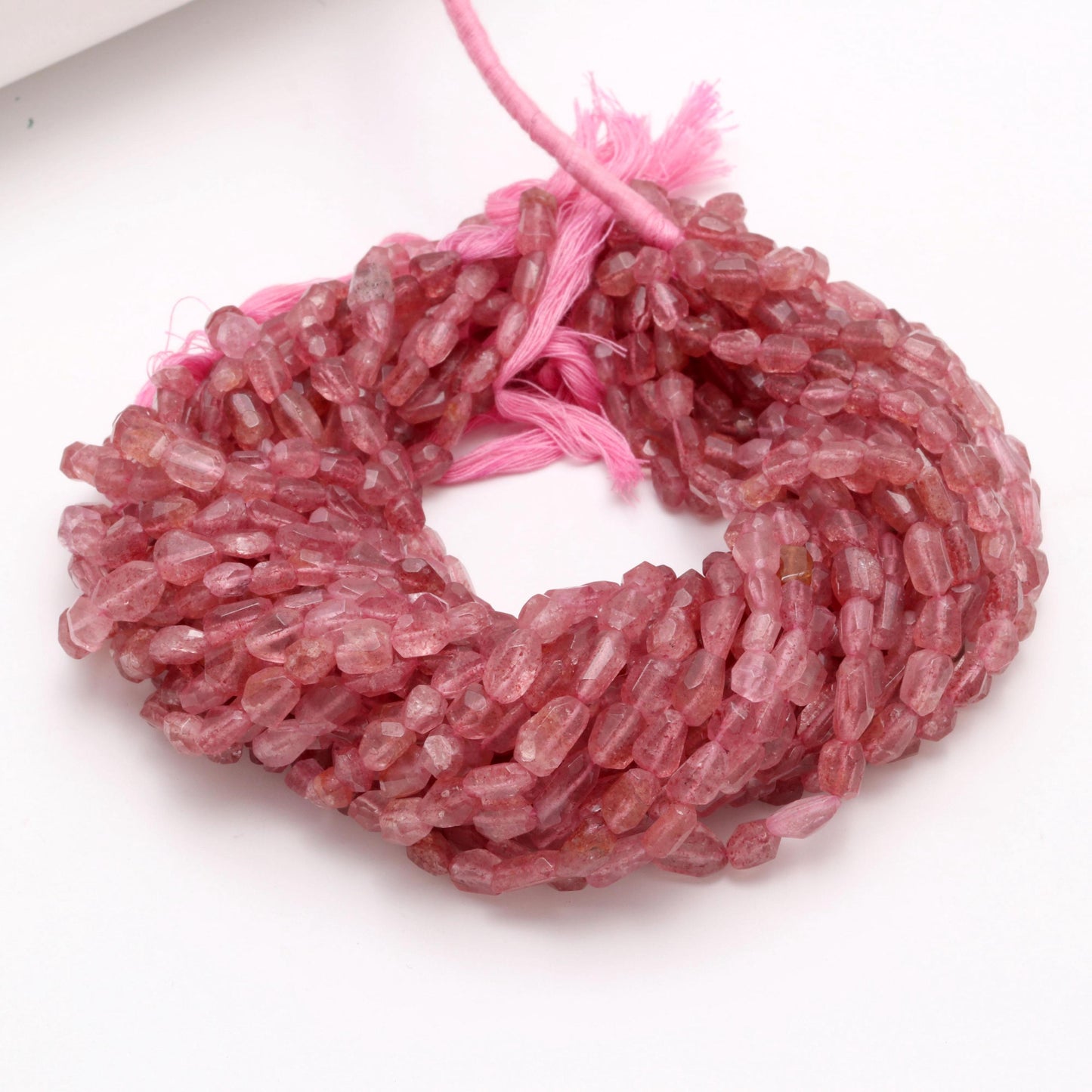 Pink Strawberry Nugget Bead Faceted Nugget Bead Natural Strawberry Tumble 13" Strand Pink Strawberry Gemstone Nugget Tumble Bead for Jewelry