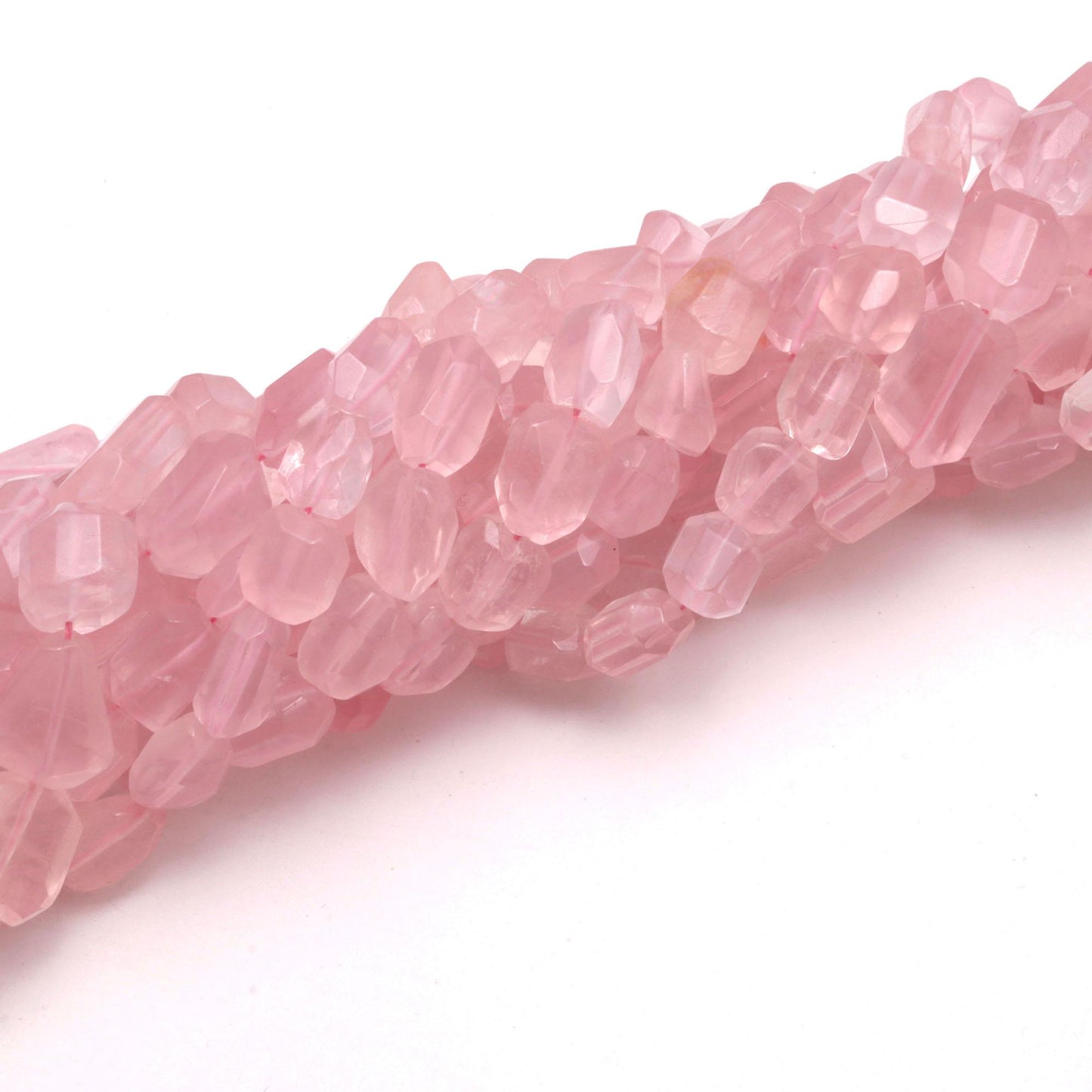 Rose Quartz Nugget Bead Faceted Nugget Bead Natural Rose Quartz Tumble 16" Strand Pink Quartz Gemstone Nugget Tumble Bead for Jewelry Design