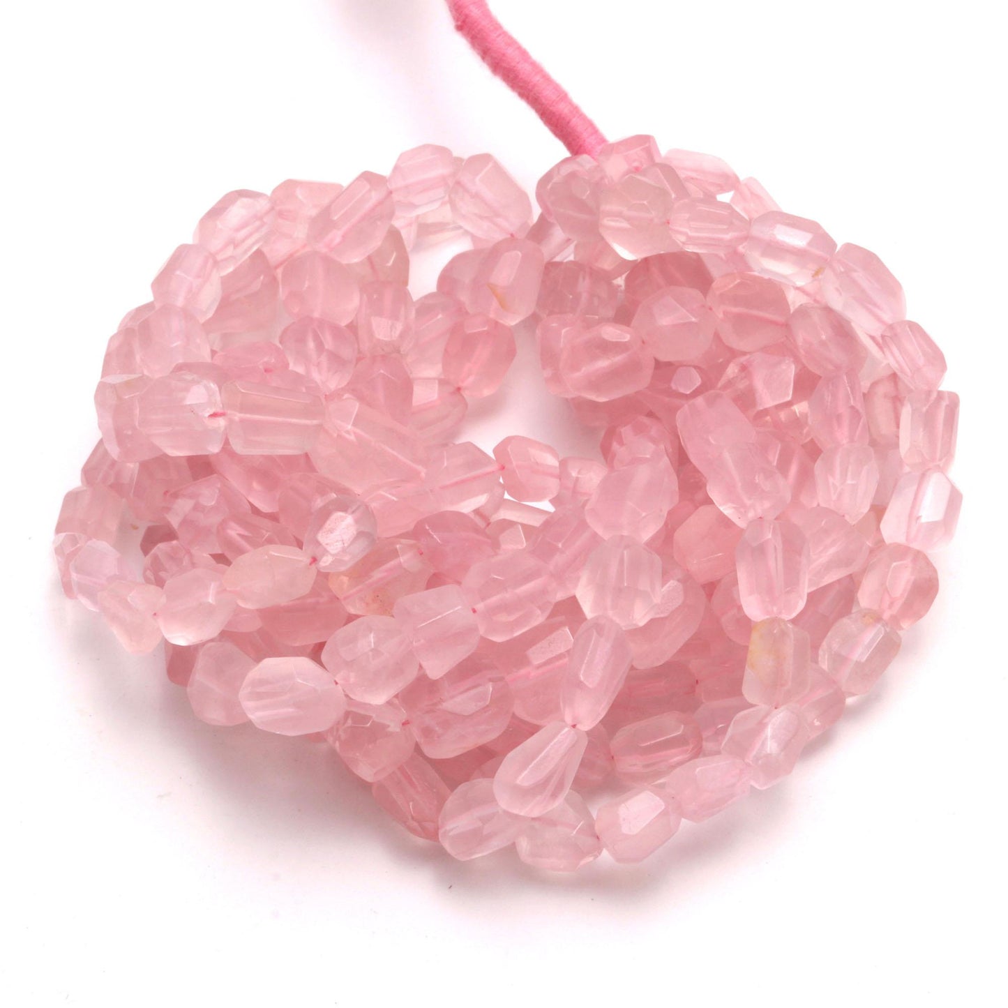 Rose Quartz Nugget Bead Faceted Nugget Bead Natural Rose Quartz Tumble 16" Strand Pink Quartz Gemstone Nugget Tumble Bead for Jewelry Design