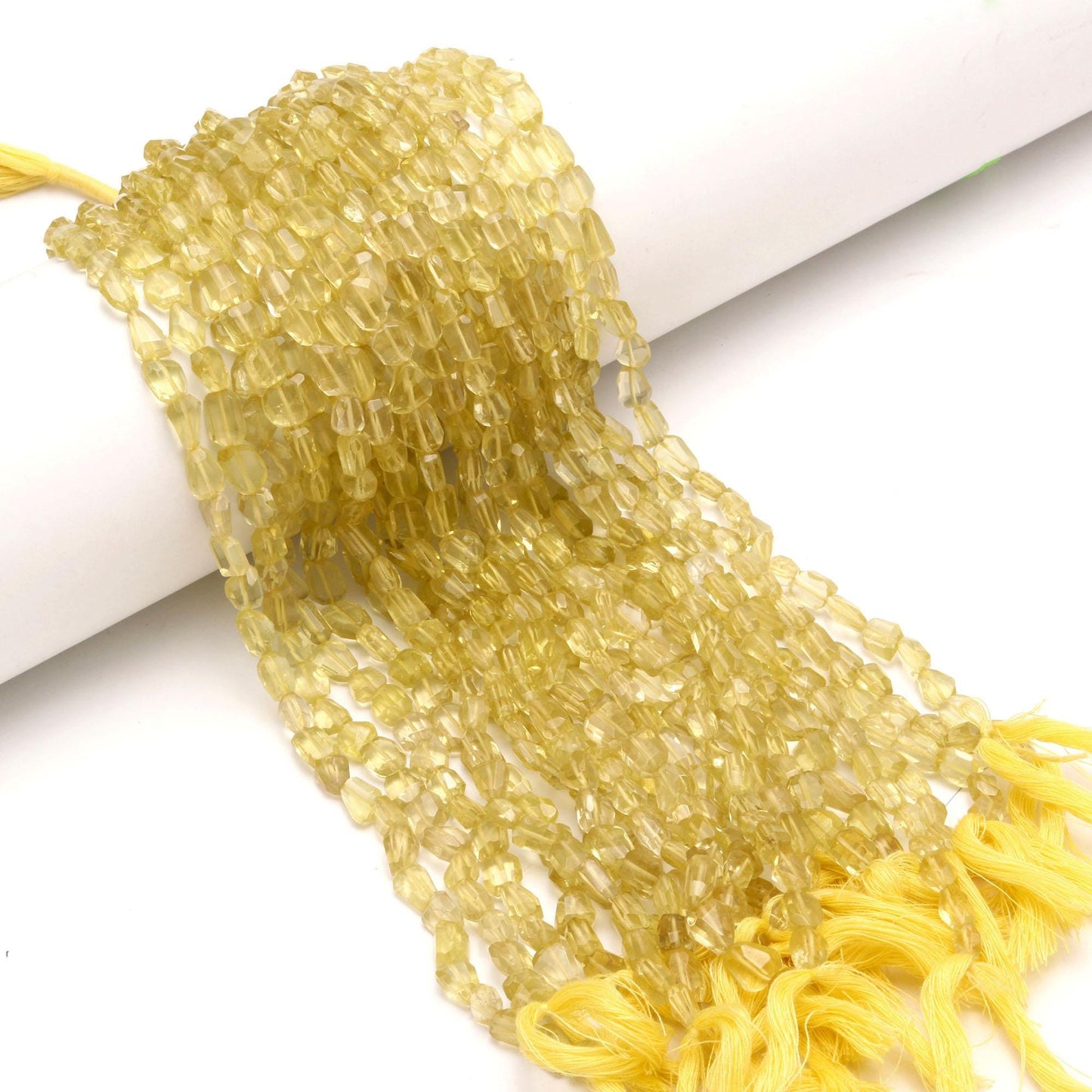 Lemon Quartz Nugget Bead Faceted Nugget Beads Natural Lemon Quartz Tumble 13" Strand Yellow Quartz Gemstone Nugget/Tumble for Jewelry Design
