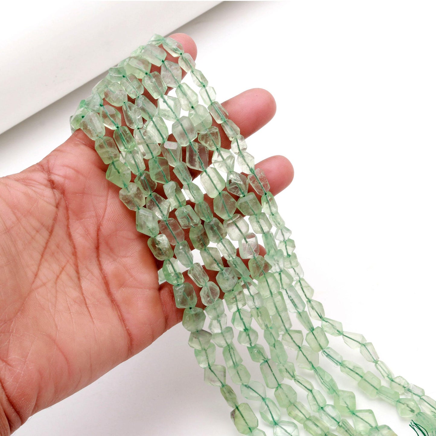 Green Fluorite Nugget Bead Faceted Nugget Beads Natural Fluorite Tumble 13" Strand Green Fluorite Gemstone Nugget/Tumble for Jewelry Design