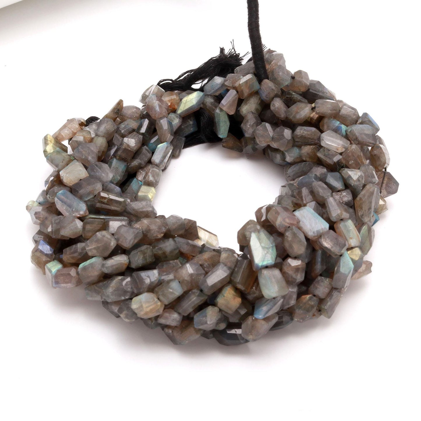 Black Moonstone Nugget Bead Faceted Nugget Beads Natural Labradorite Tumble 13" Strand Labradorite Gemstone Nugget/Tumble for Jewelry Design