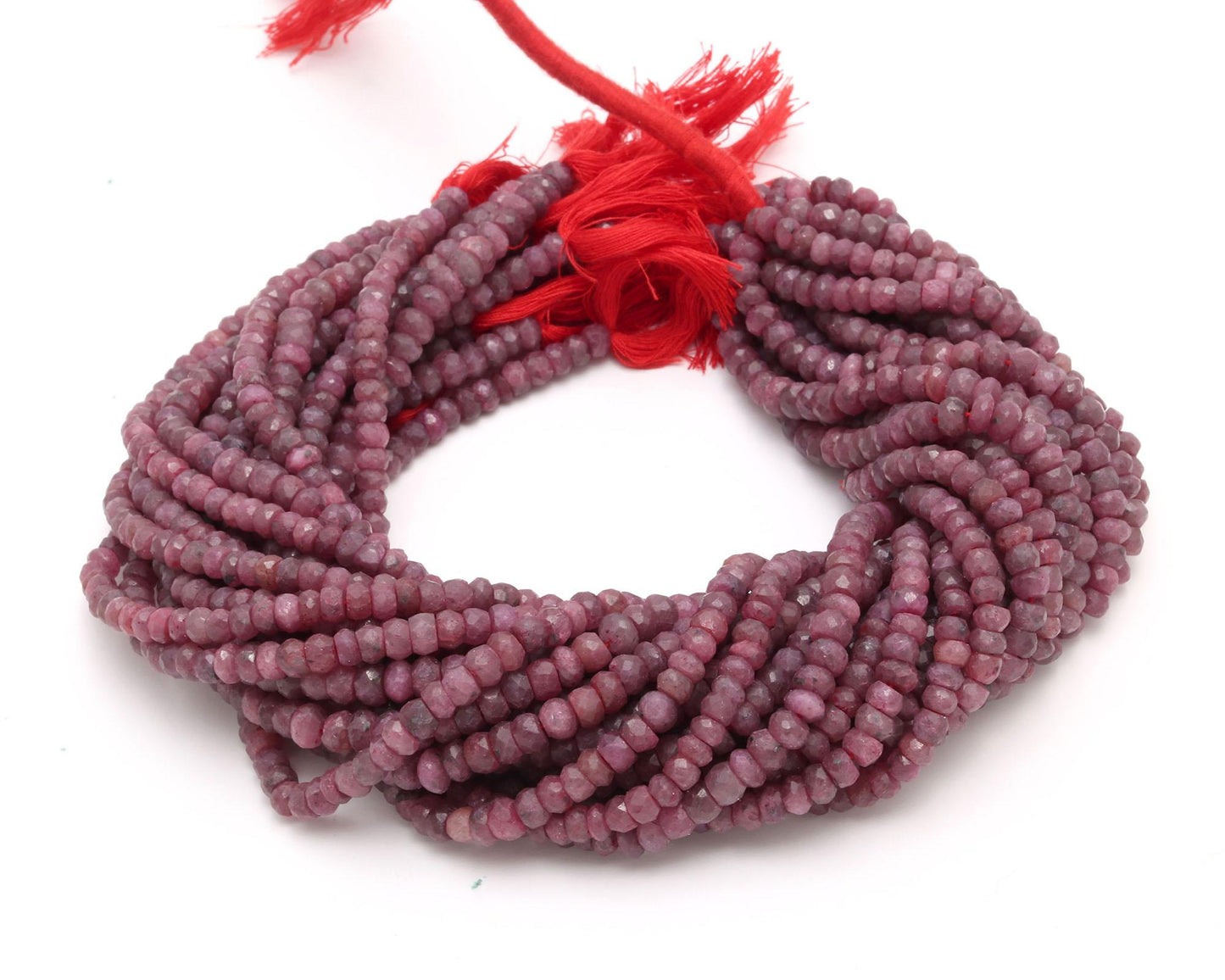 Natural Ruby Faceted Rondelle Beads, Natural Africa Ruby Rondelle Faceted Beads, Ruby Gemstone Beads for Jewelry Making Craft