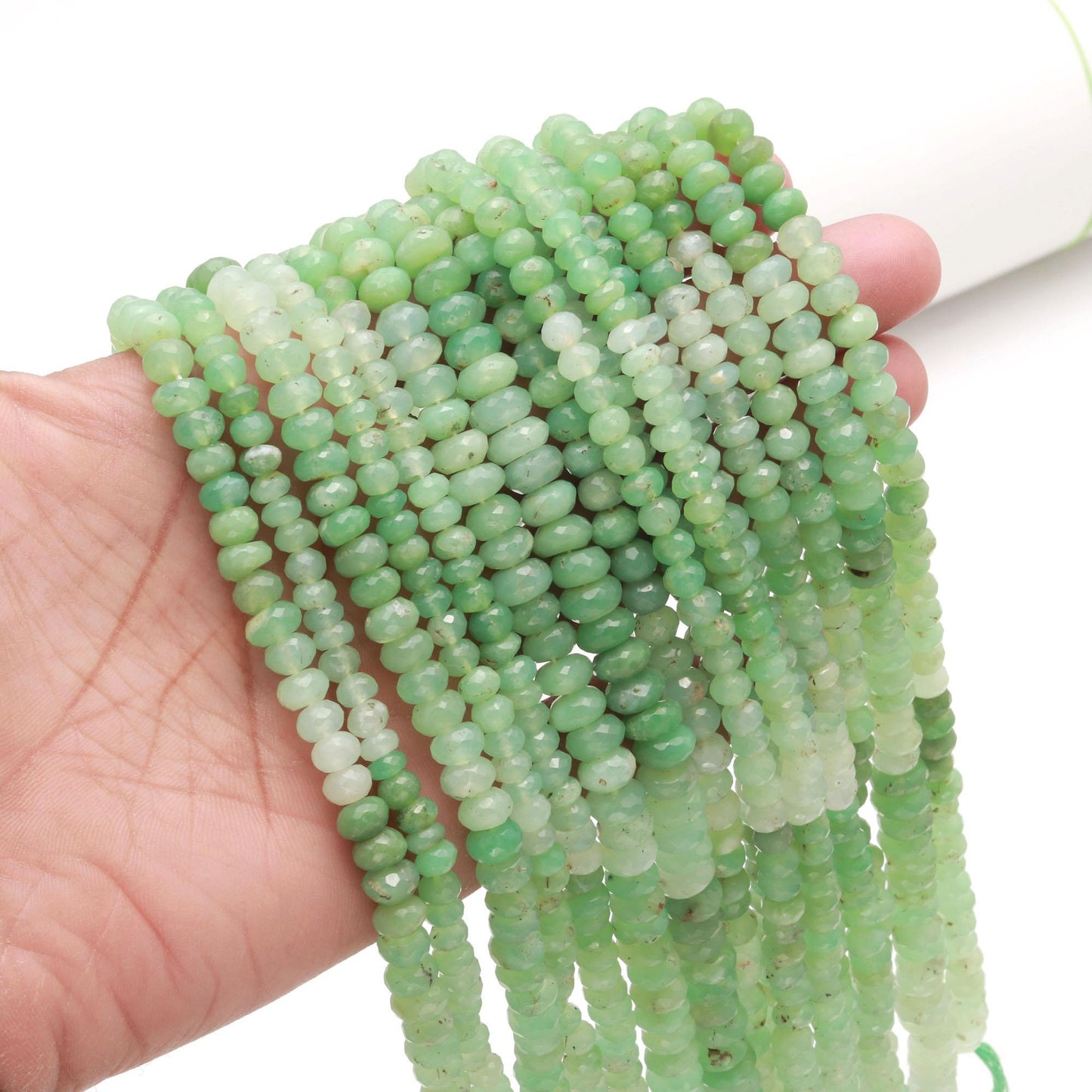 Chrysoprase Chalcedony Faceted Beads Natural Chrysocalcy Rondelle Beads Shaded Chrysoprase Faceted Beads for Designer Jewelry Making Craft
