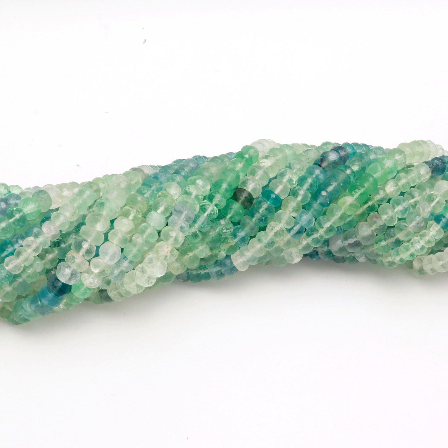 Green Fluorite Faceted Rondelle Beads Shaded Green Fluorite Beads Natural Fluorite Rondelle 16" Strand for Designer Jewelry Necklace Making